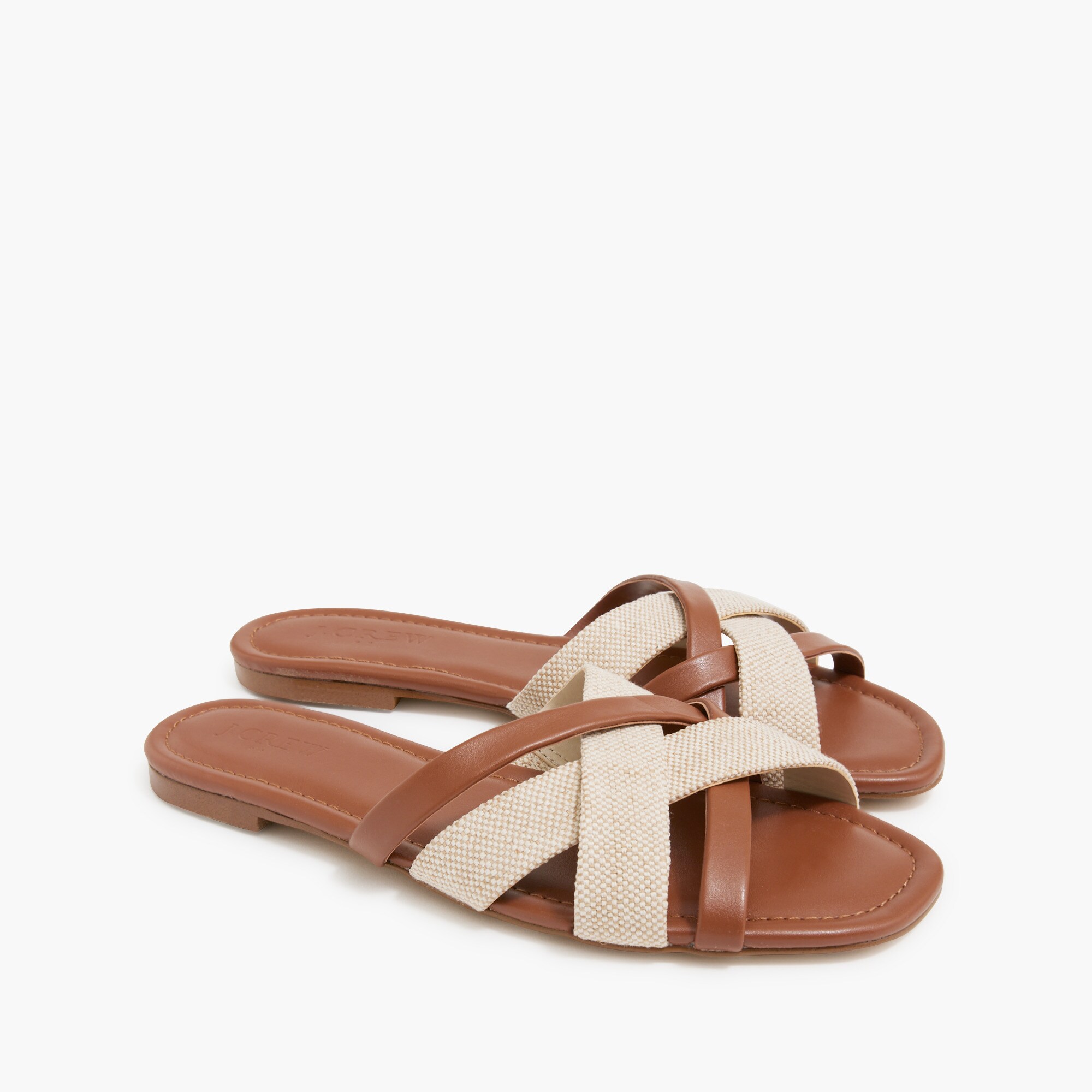 Mixed crisscross slide sandals