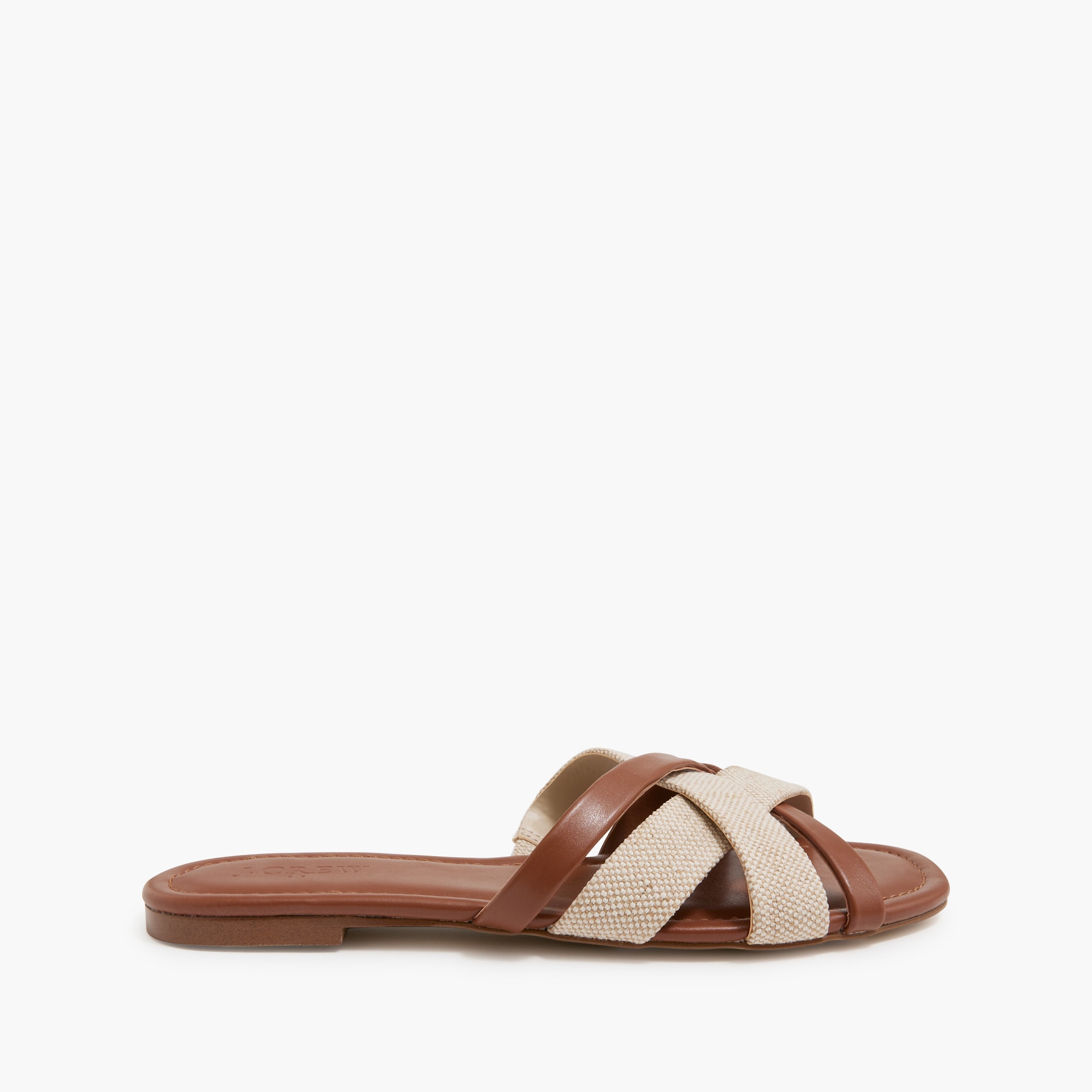 Mixed crisscross slide sandals