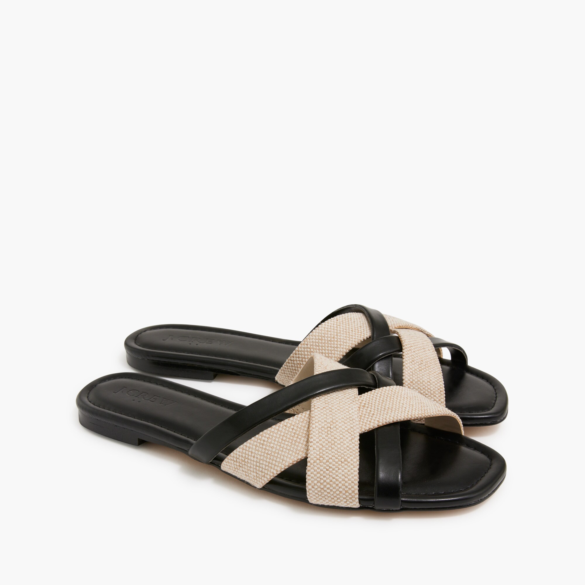 womens Mixed crisscross slide sandals