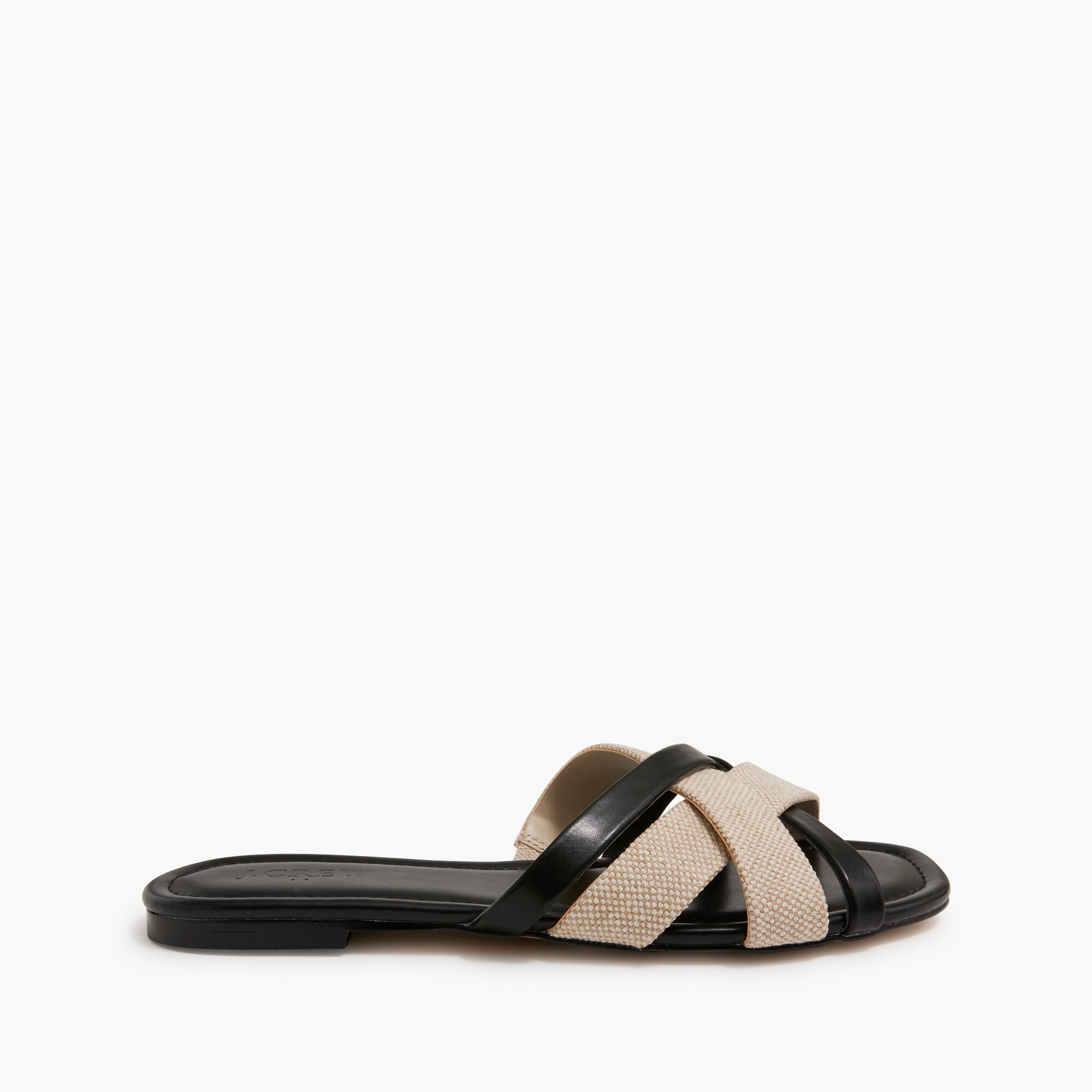 Mixed crisscross slide sandals