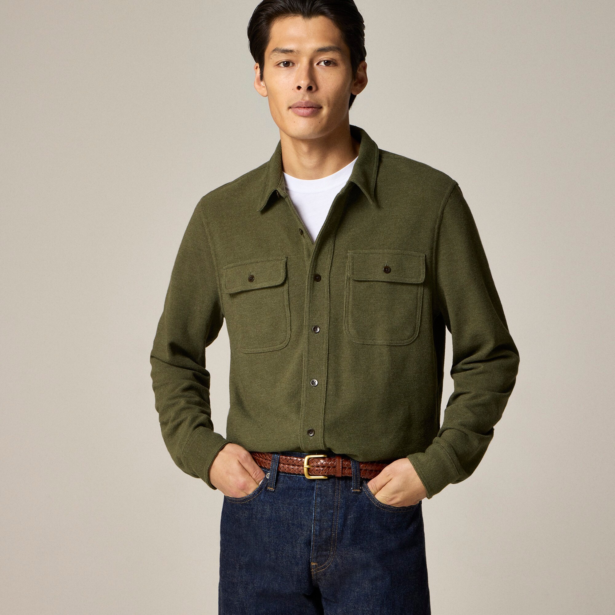 mens Long-sleeve textured sweater-tee shirt