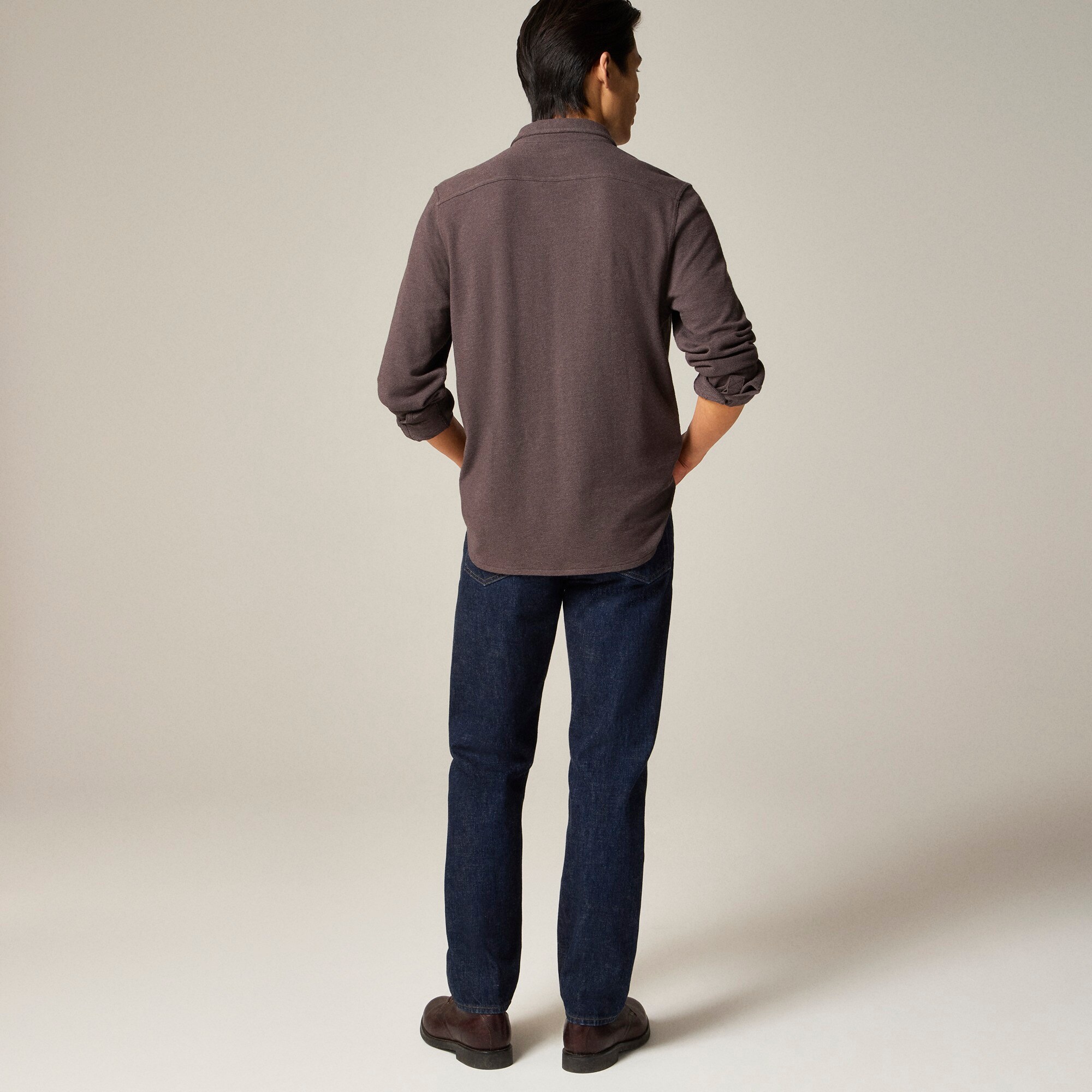 Long-sleeve textured sweater-tee shirt