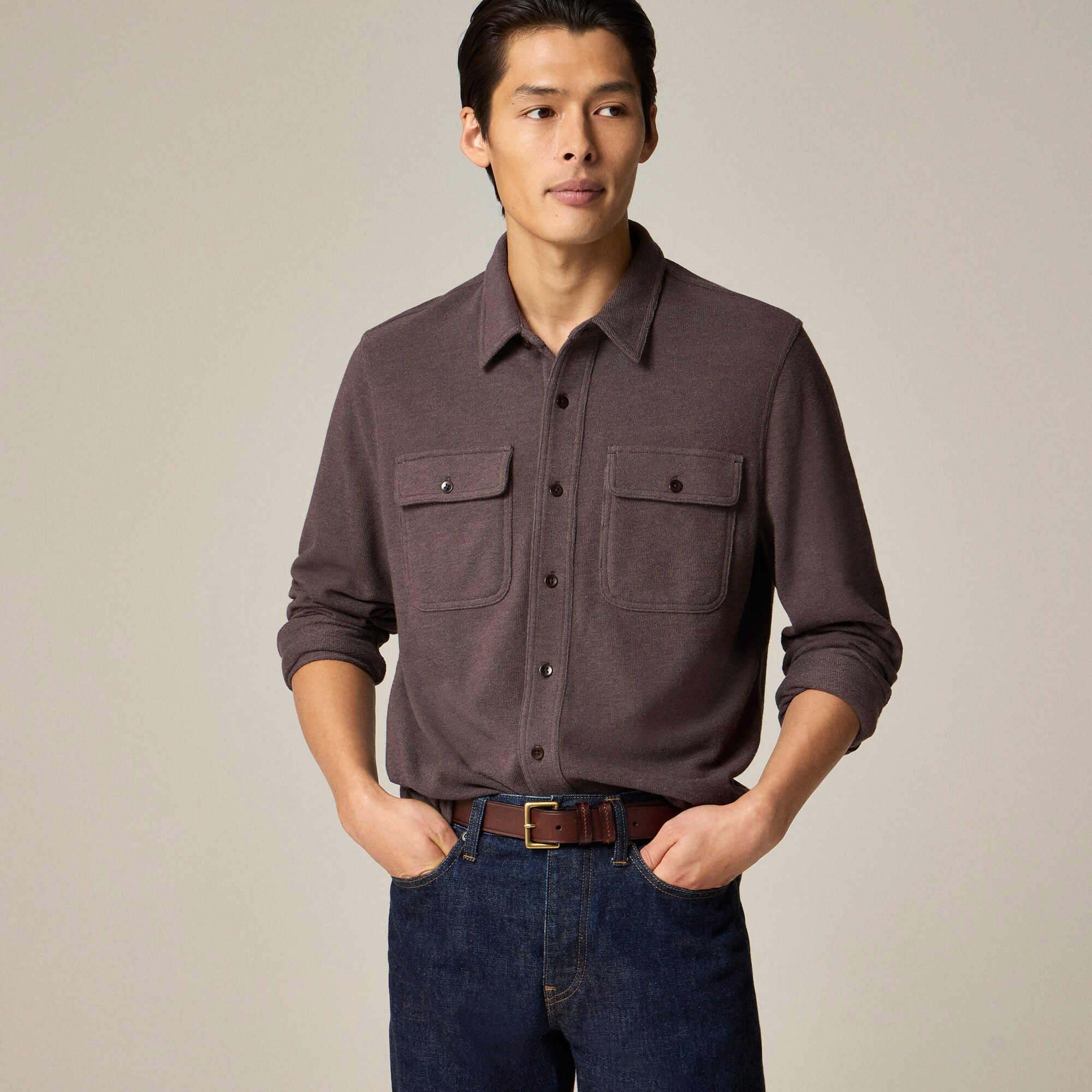 mens Long-sleeve textured sweater-tee shirt