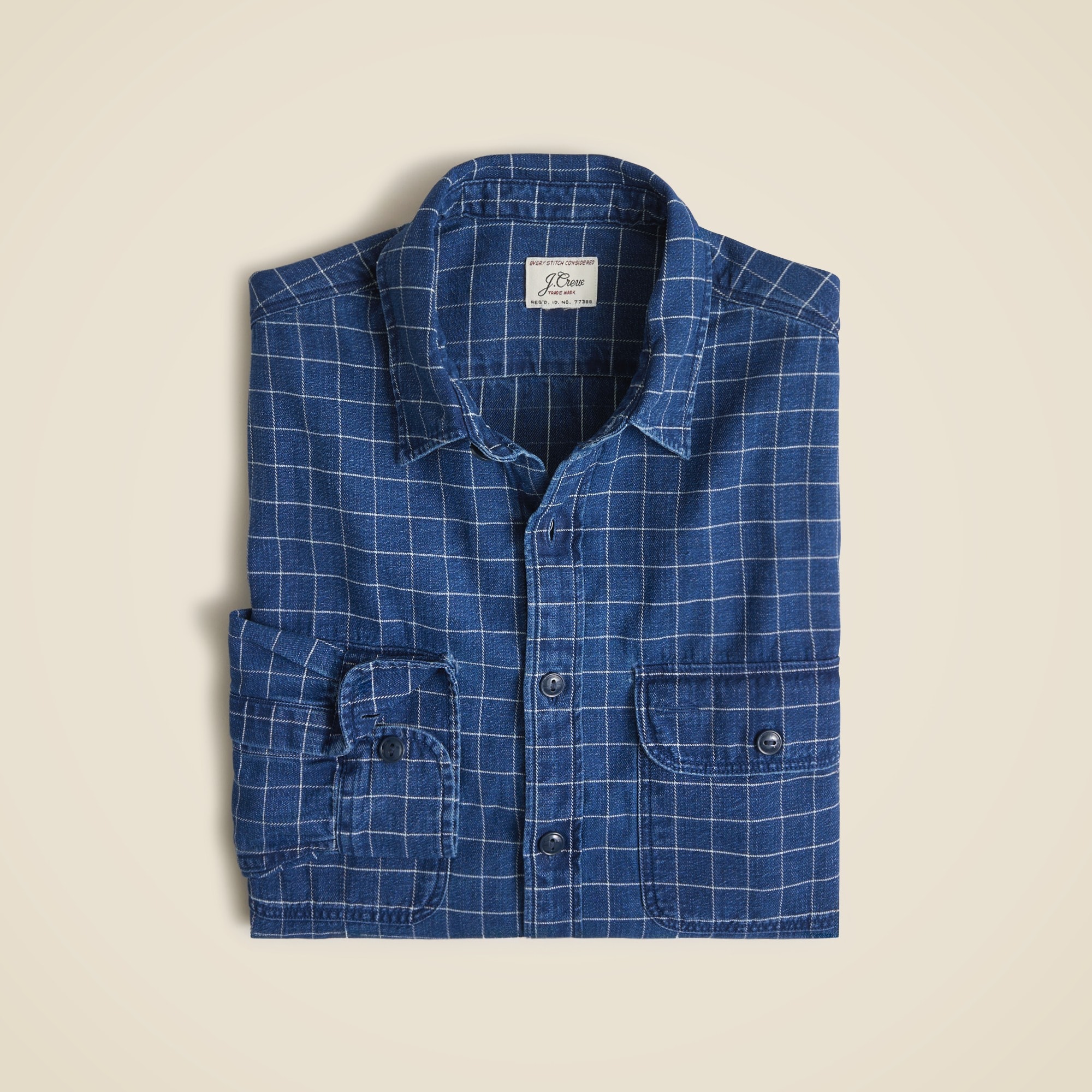 mens Midweight denim workshirt in pattern