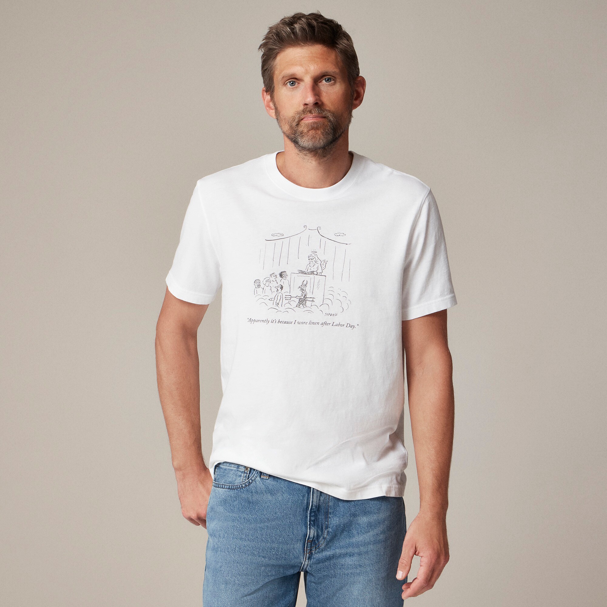 mens Limited-edition The New Yorker X J.Crew vintage-wash cotton graphic T-shirt
