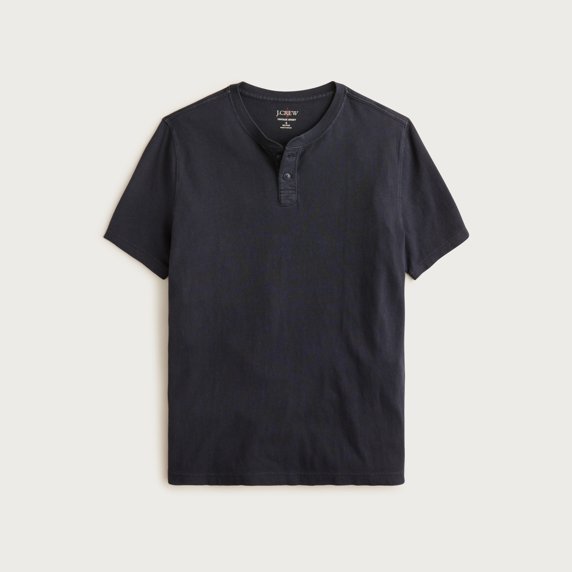 Short-sleeve vintage-wash cotton henley