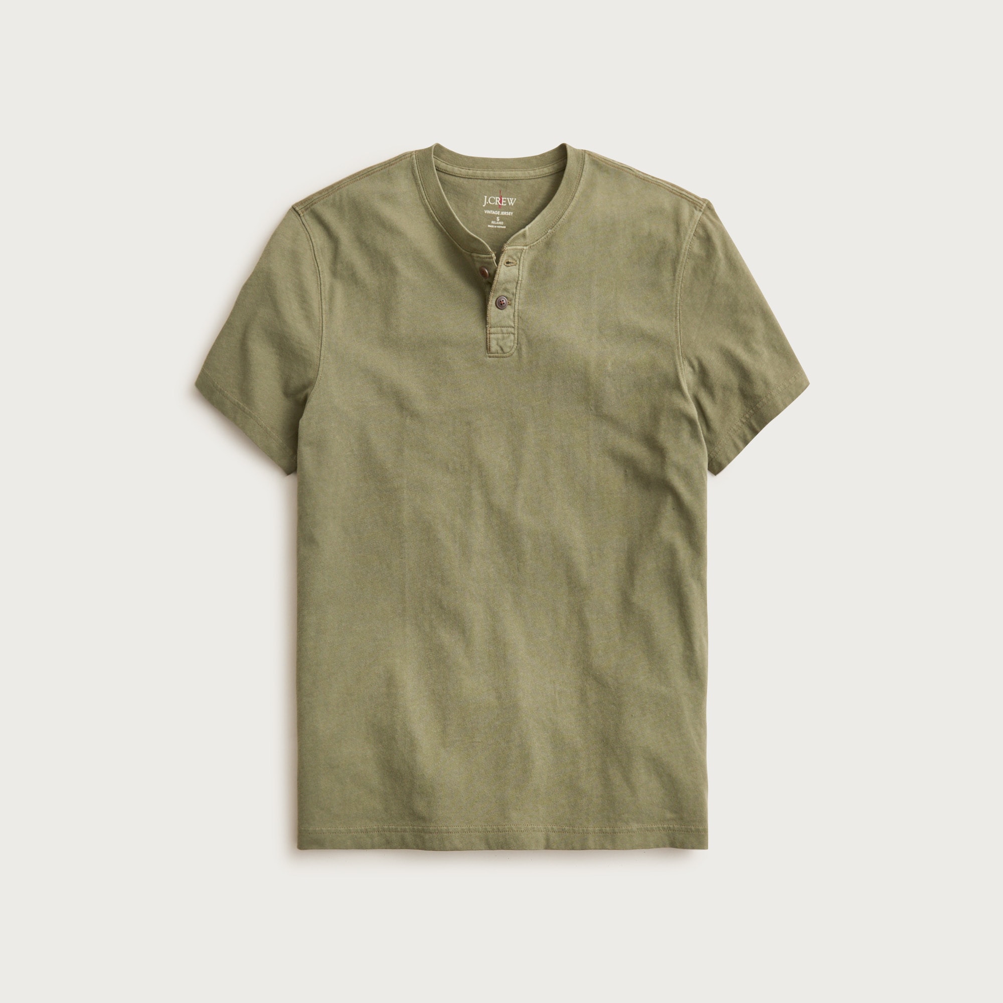 Short-sleeve vintage-wash cotton henley