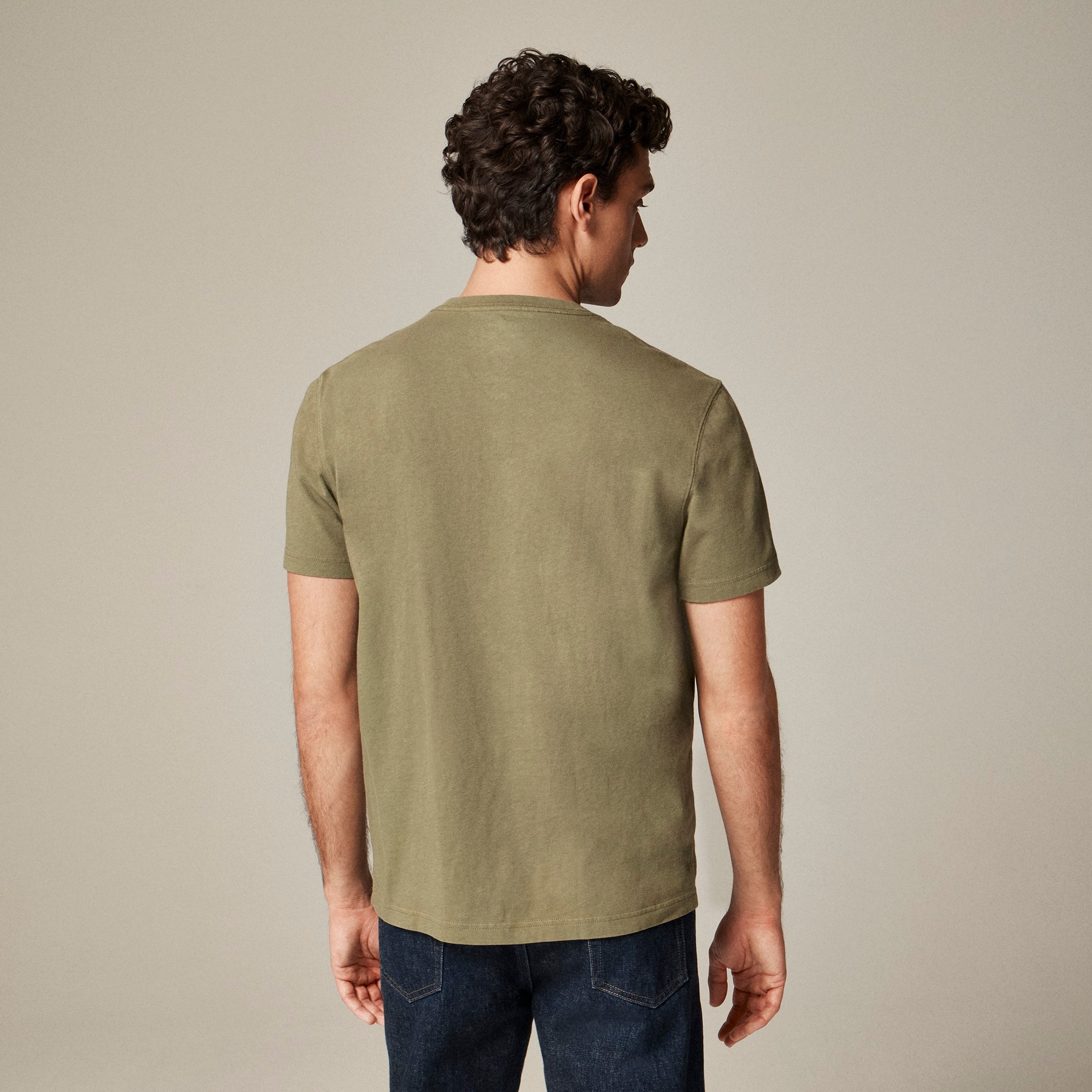 Short-sleeve vintage-wash cotton henley