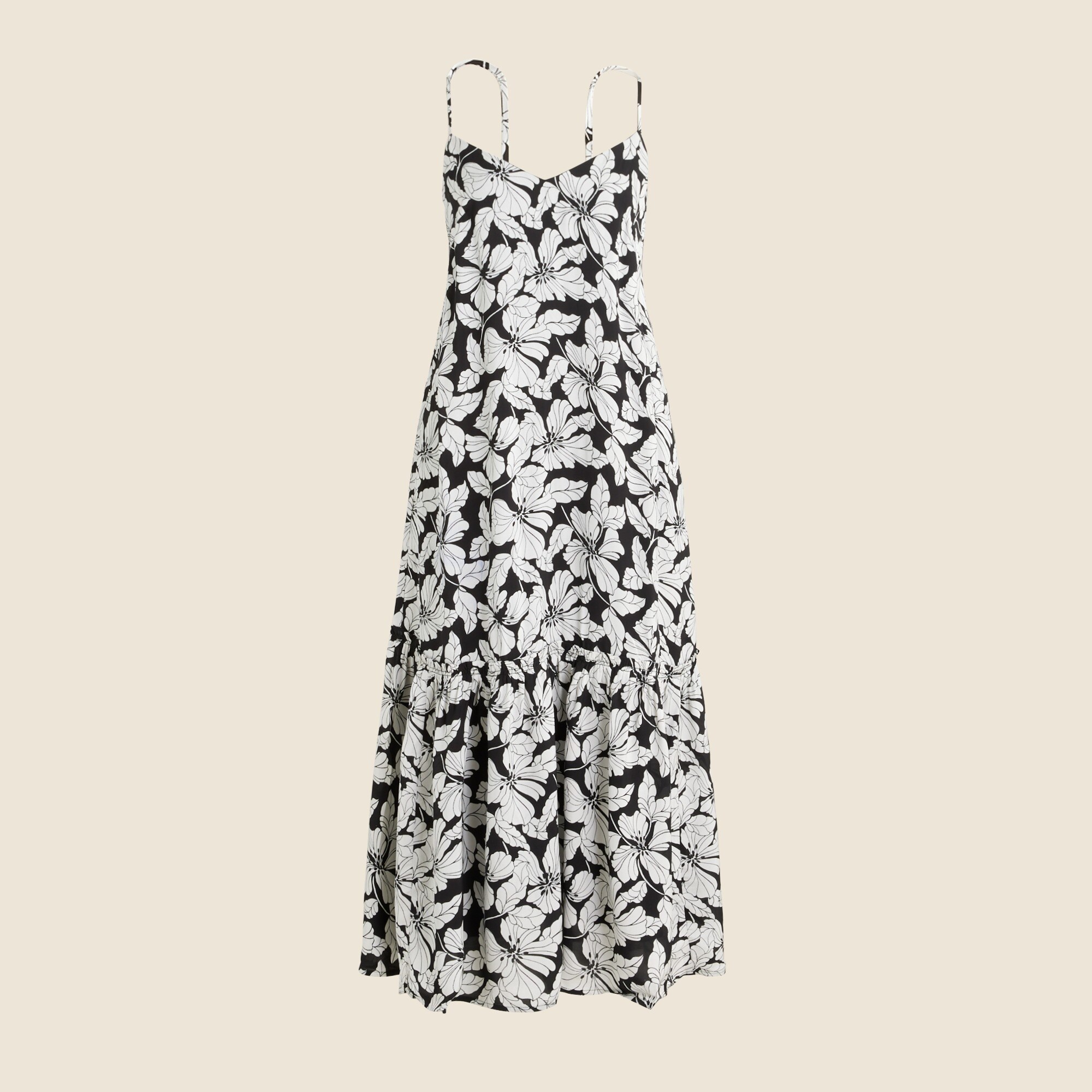 Tiered Drapey Viscose Twill Dress In Floral For Women