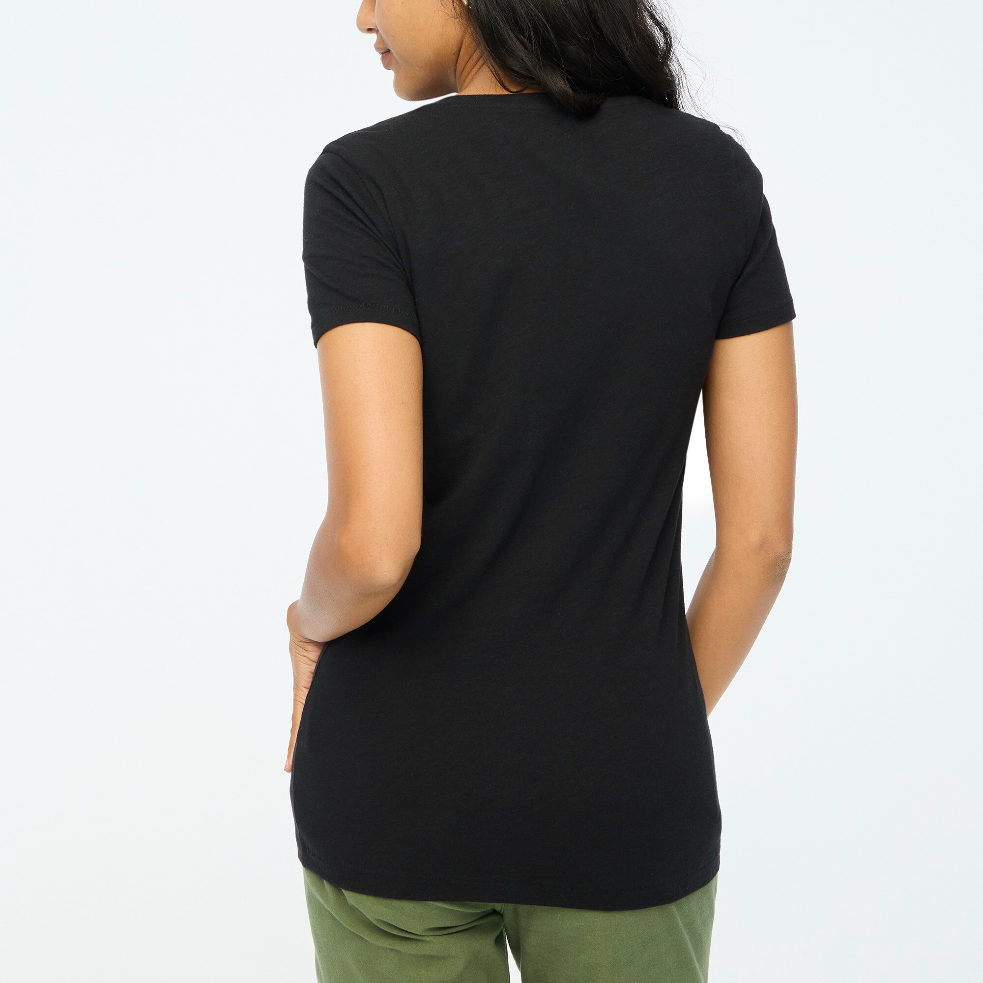 Short-sleeve vintage cotton V-neck tee