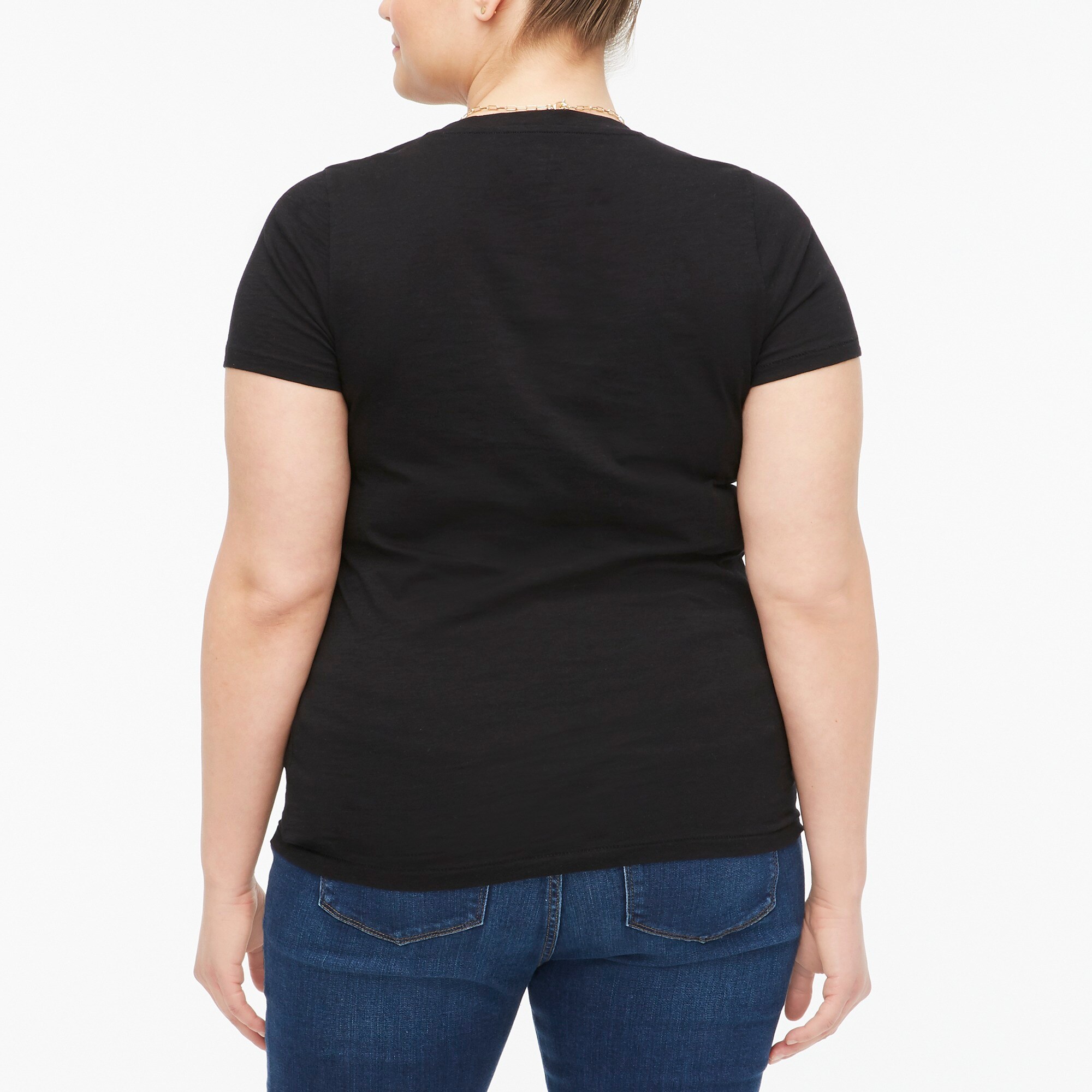 Short-sleeve vintage cotton V-neck tee