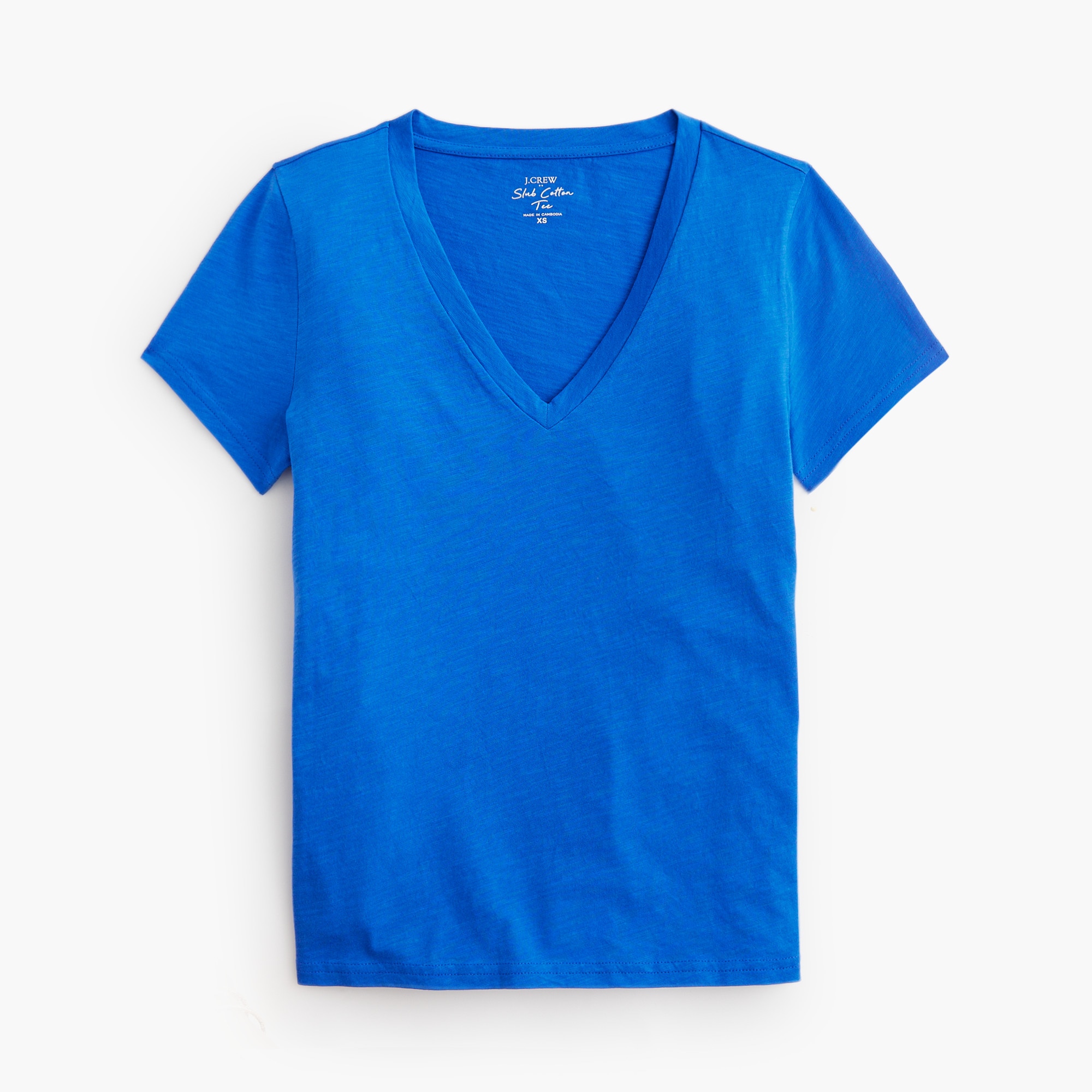 Short-sleeve vintage cotton V-neck tee