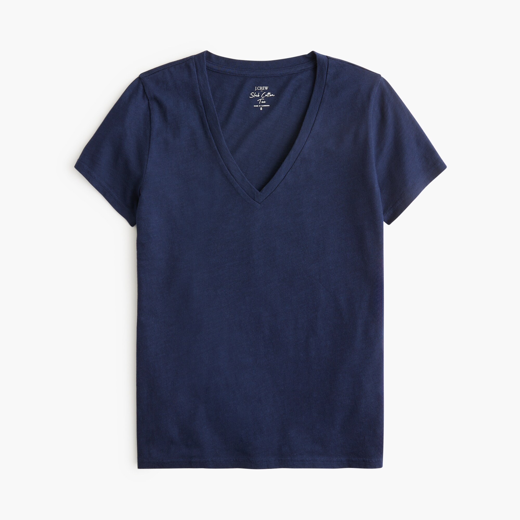 Short-sleeve vintage cotton V-neck tee