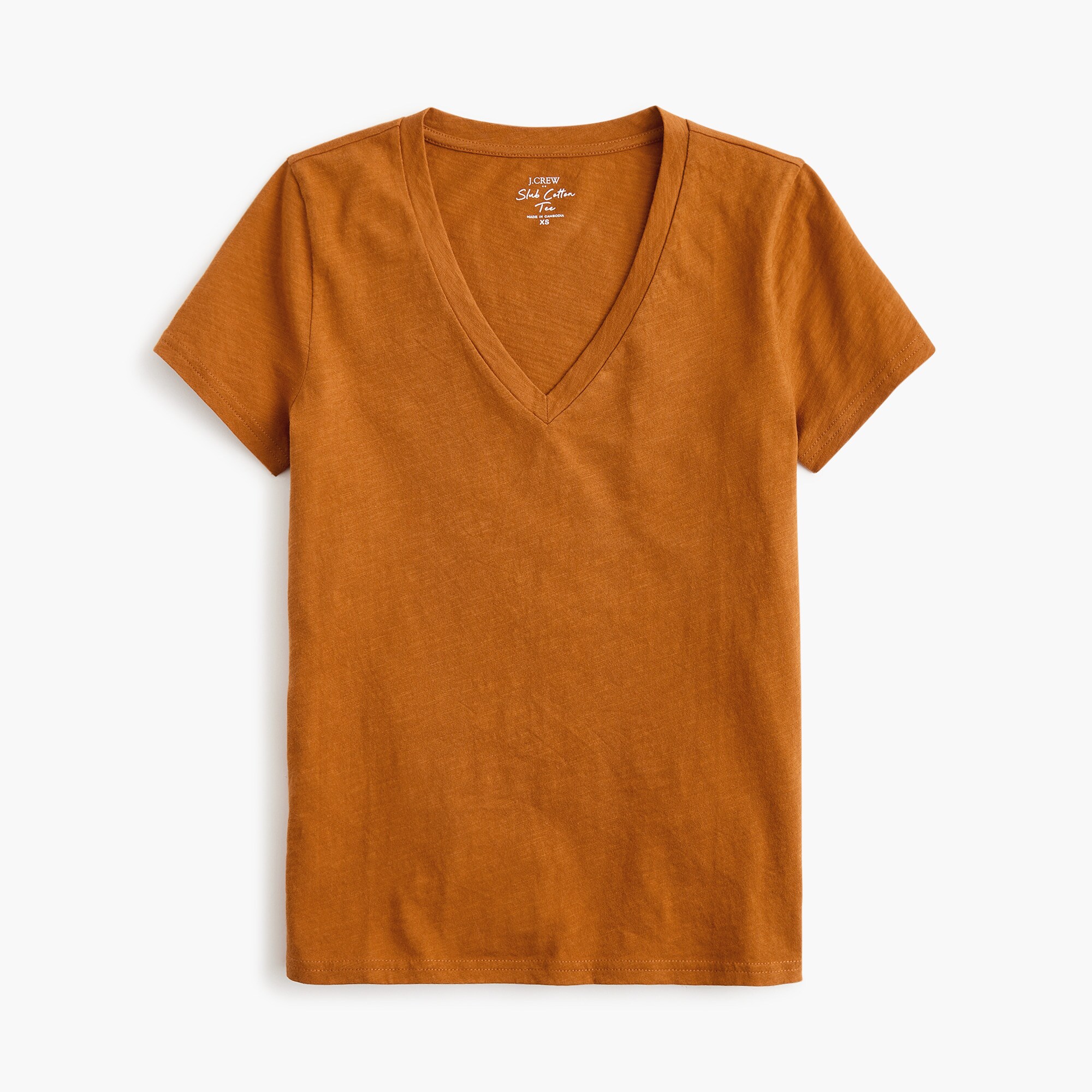 Short-sleeve vintage cotton V-neck tee