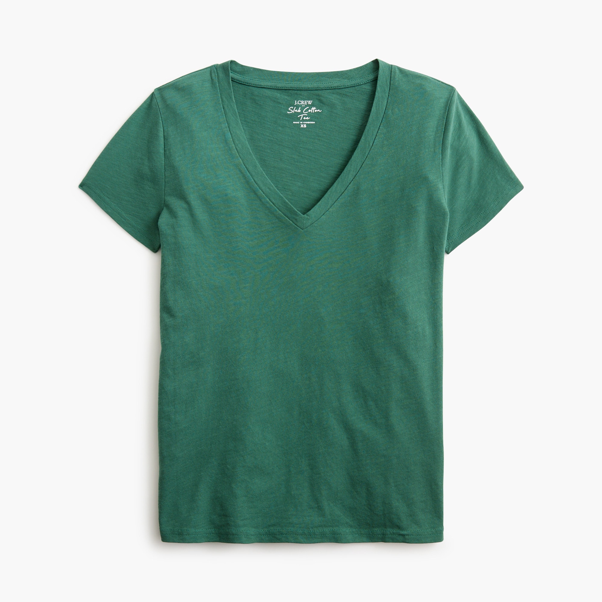 womens Short-sleeve vintage cotton V-neck tee