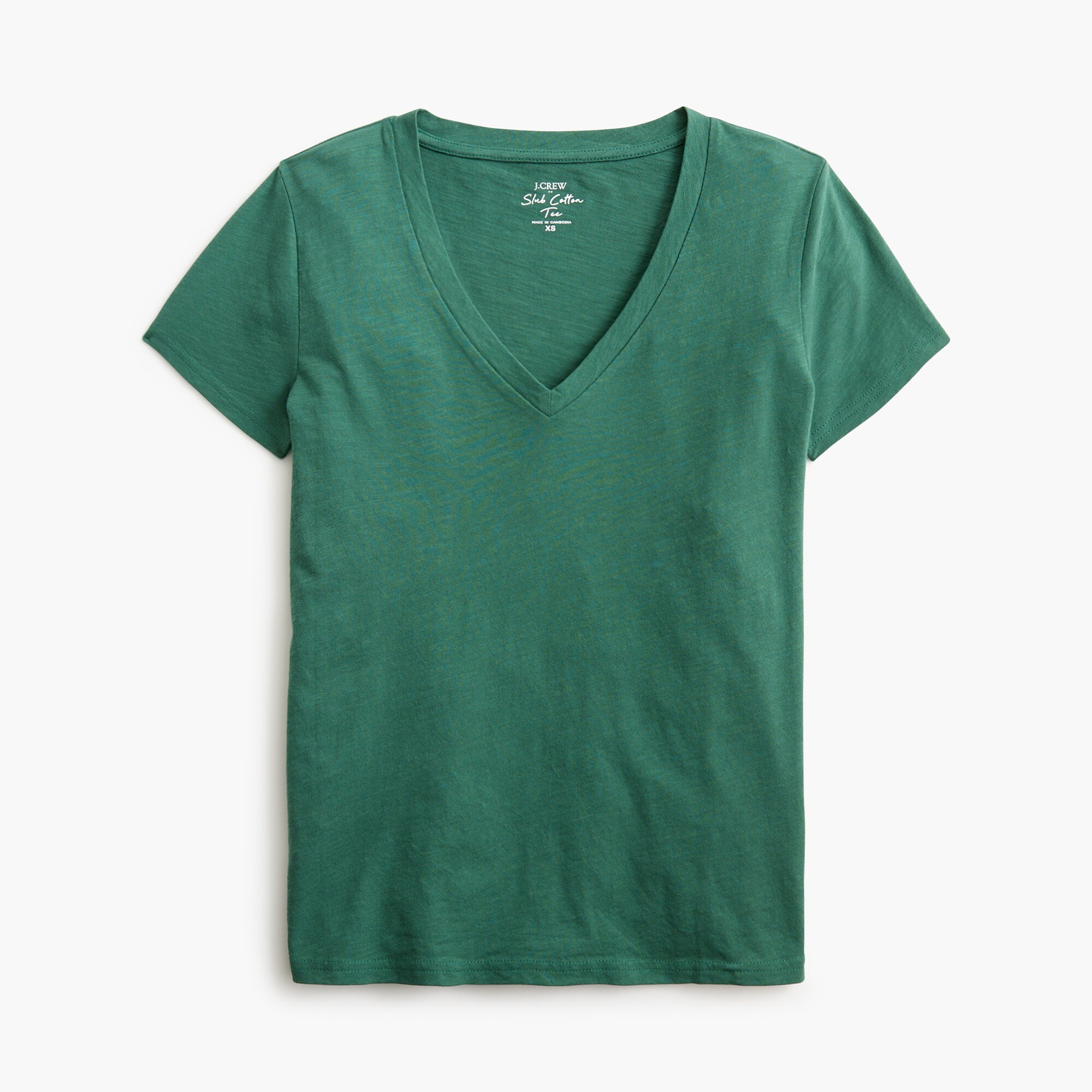 Short-sleeve vintage cotton V-neck tee