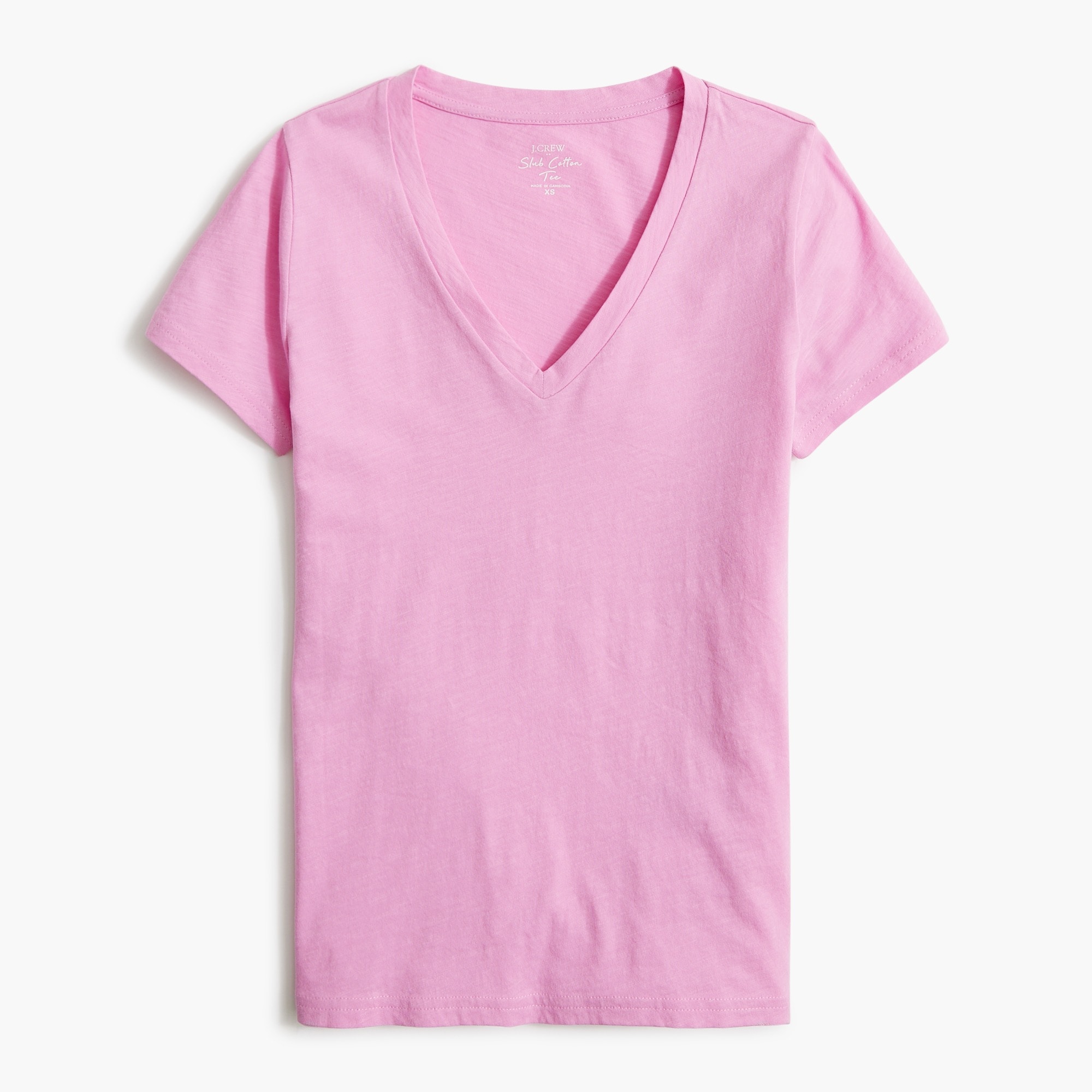 womens Short-sleeve vintage cotton V-neck tee