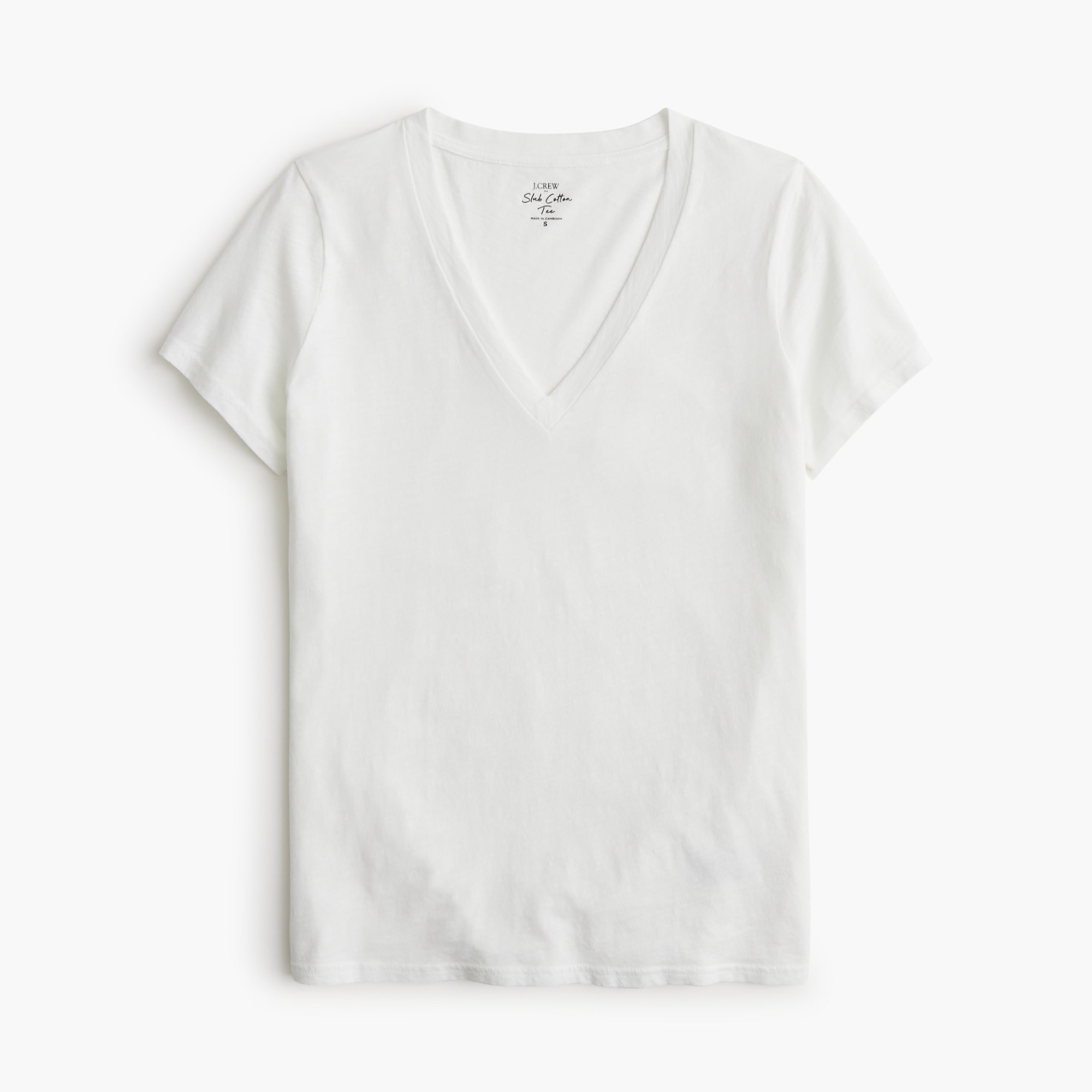 Short-sleeve vintage cotton V-neck tee