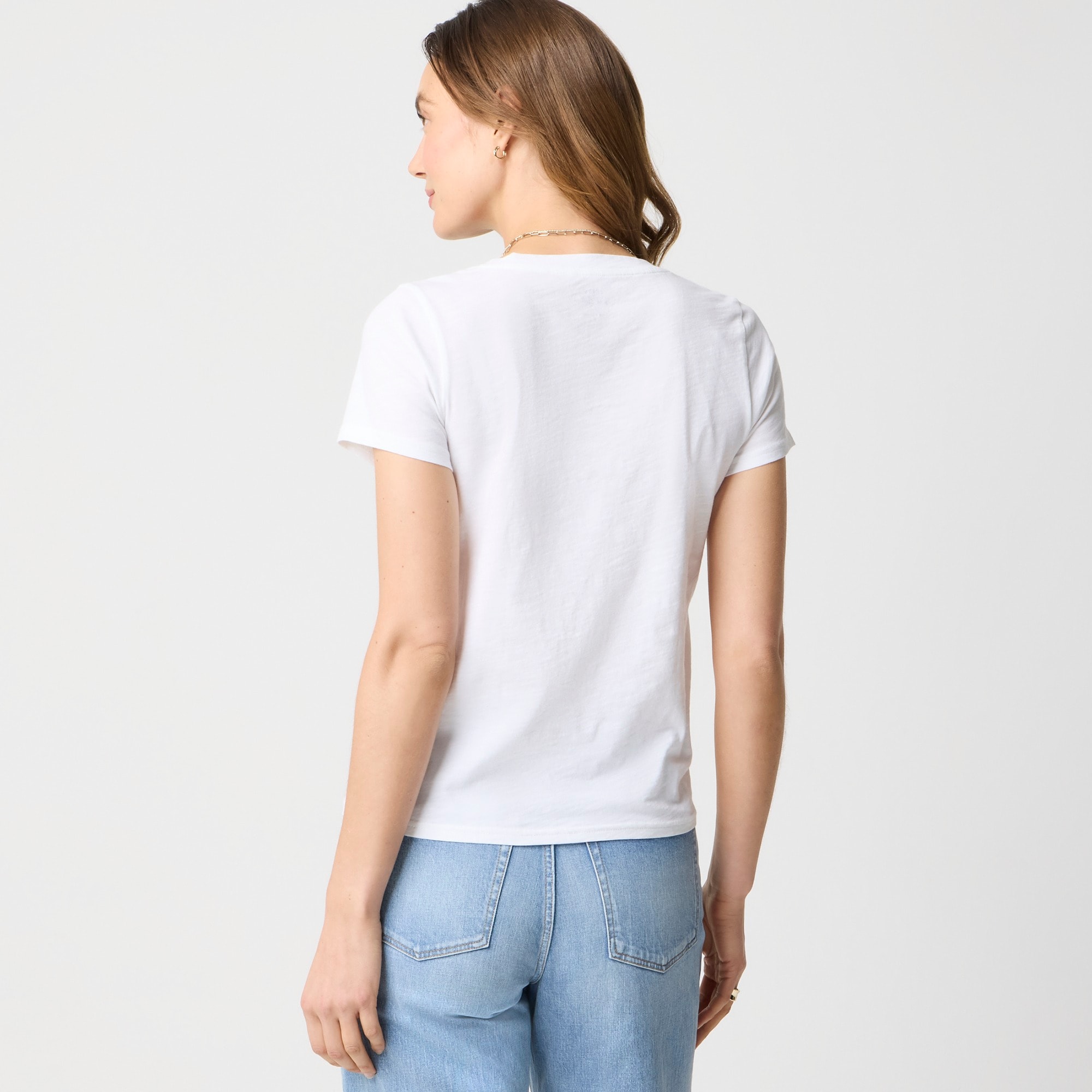 Short-sleeve Vintage Cotton V-neck Tee For Women | Factory