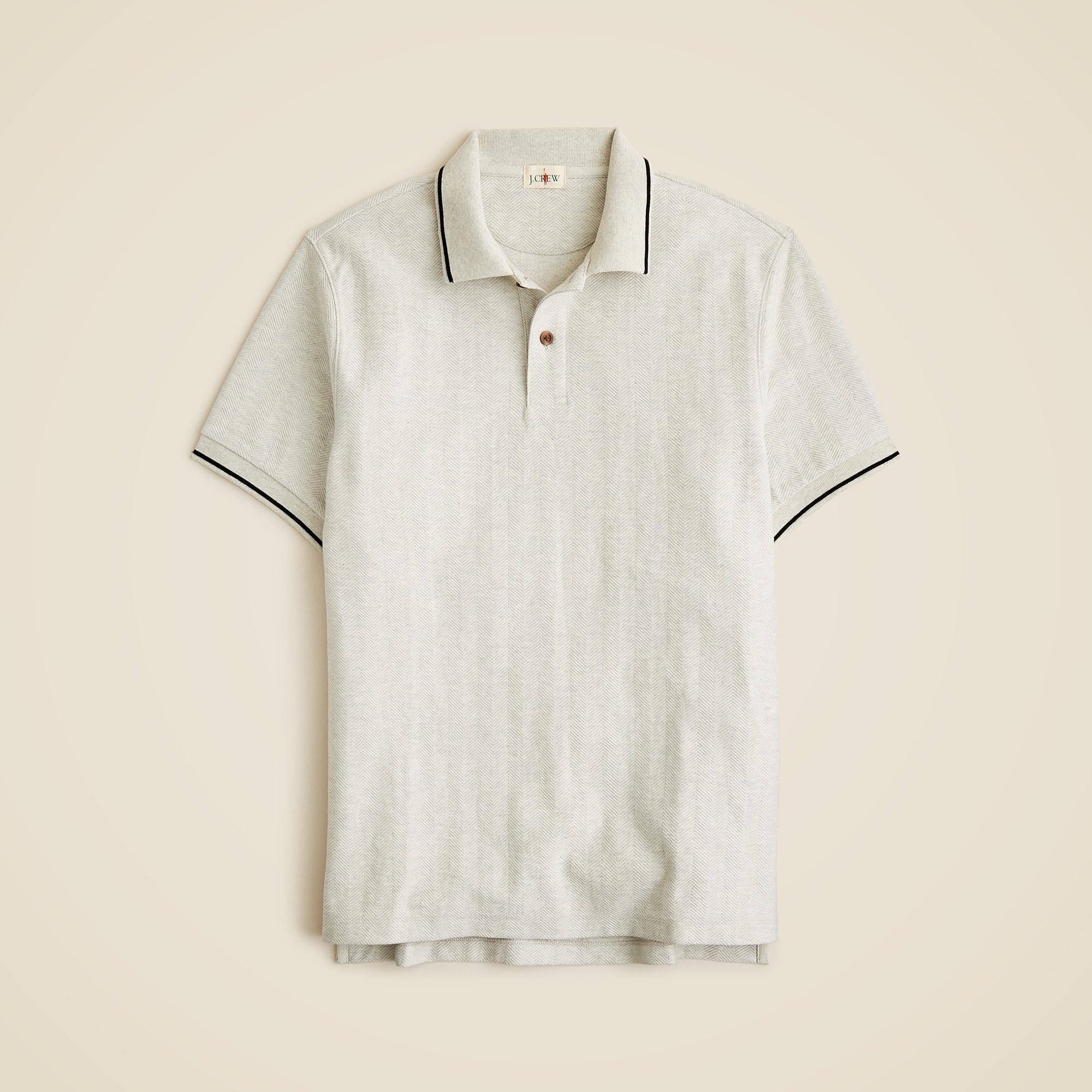 mens Cotton herringbone tipped polo shirt