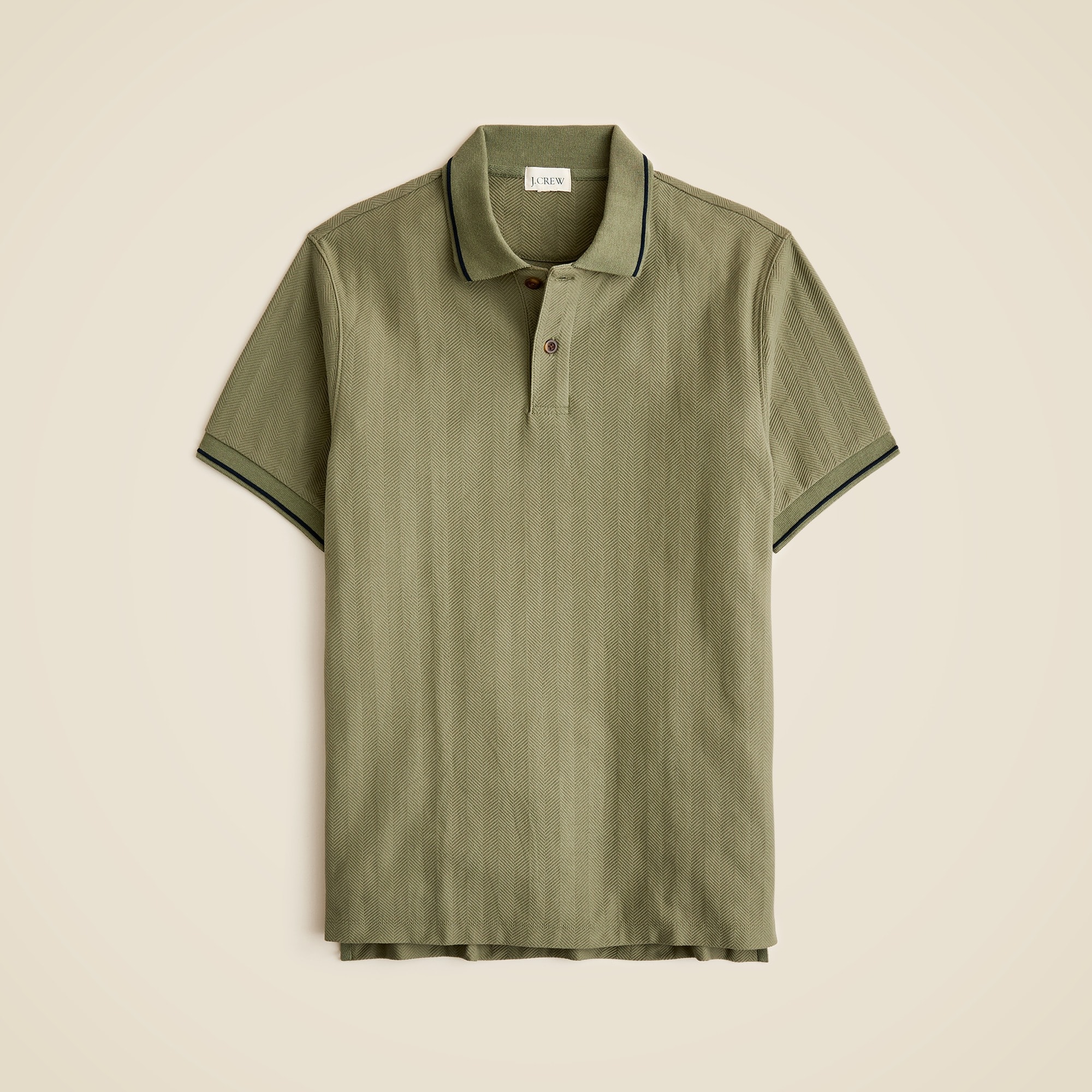 Cotton herringbone tipped polo shirt