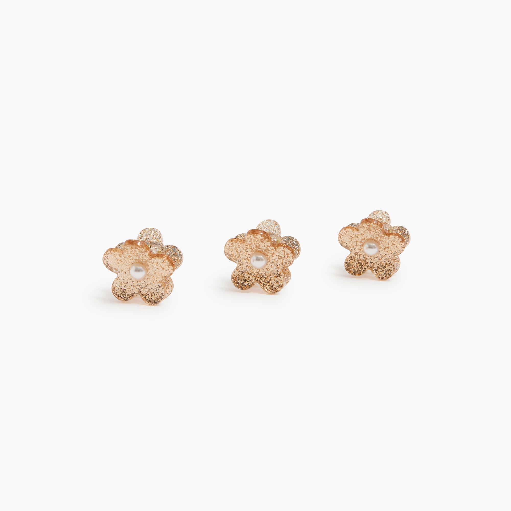 girls Girls' pearl flower mini hair clips set-of-three