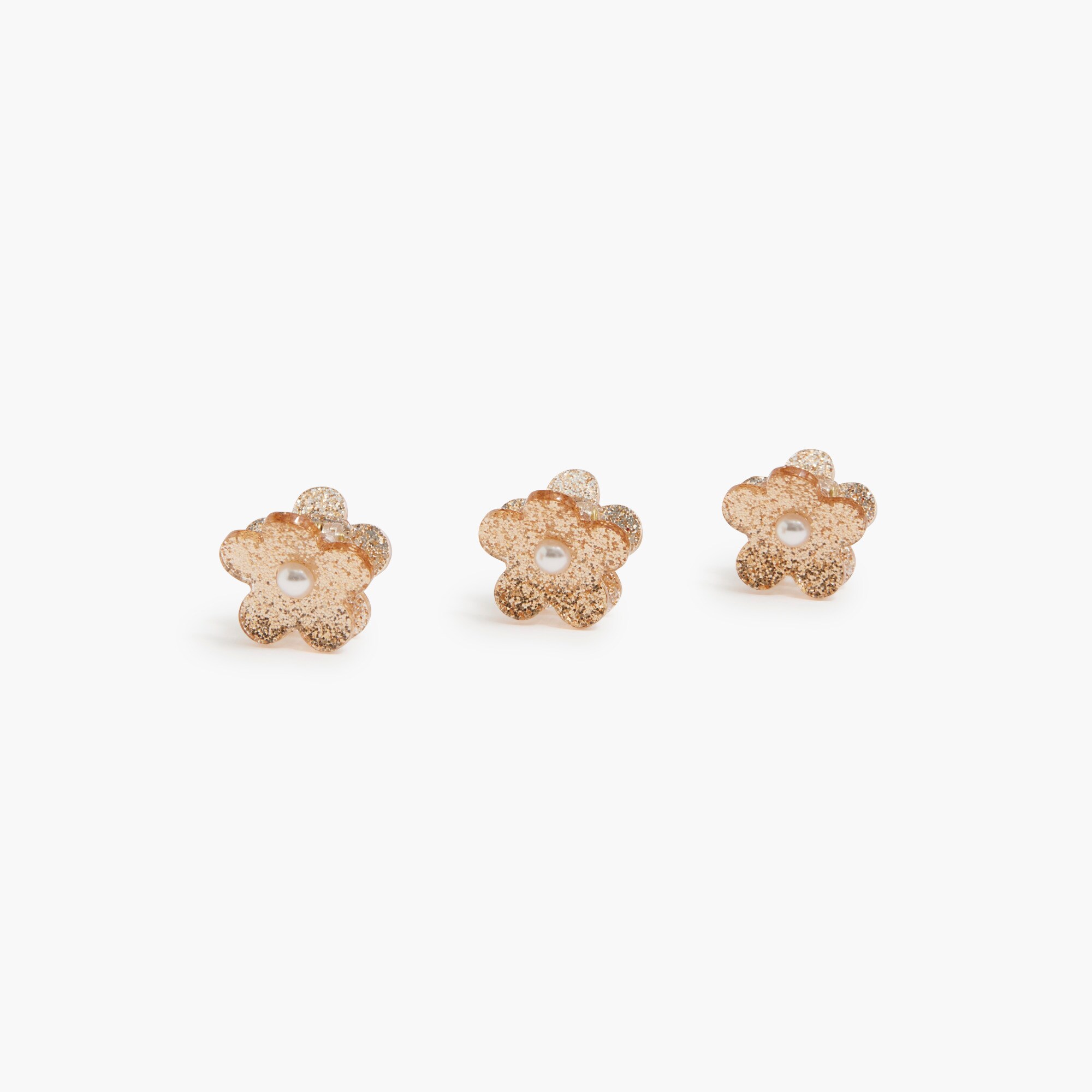 Girls' pearl flower mini hair clips set-of-three