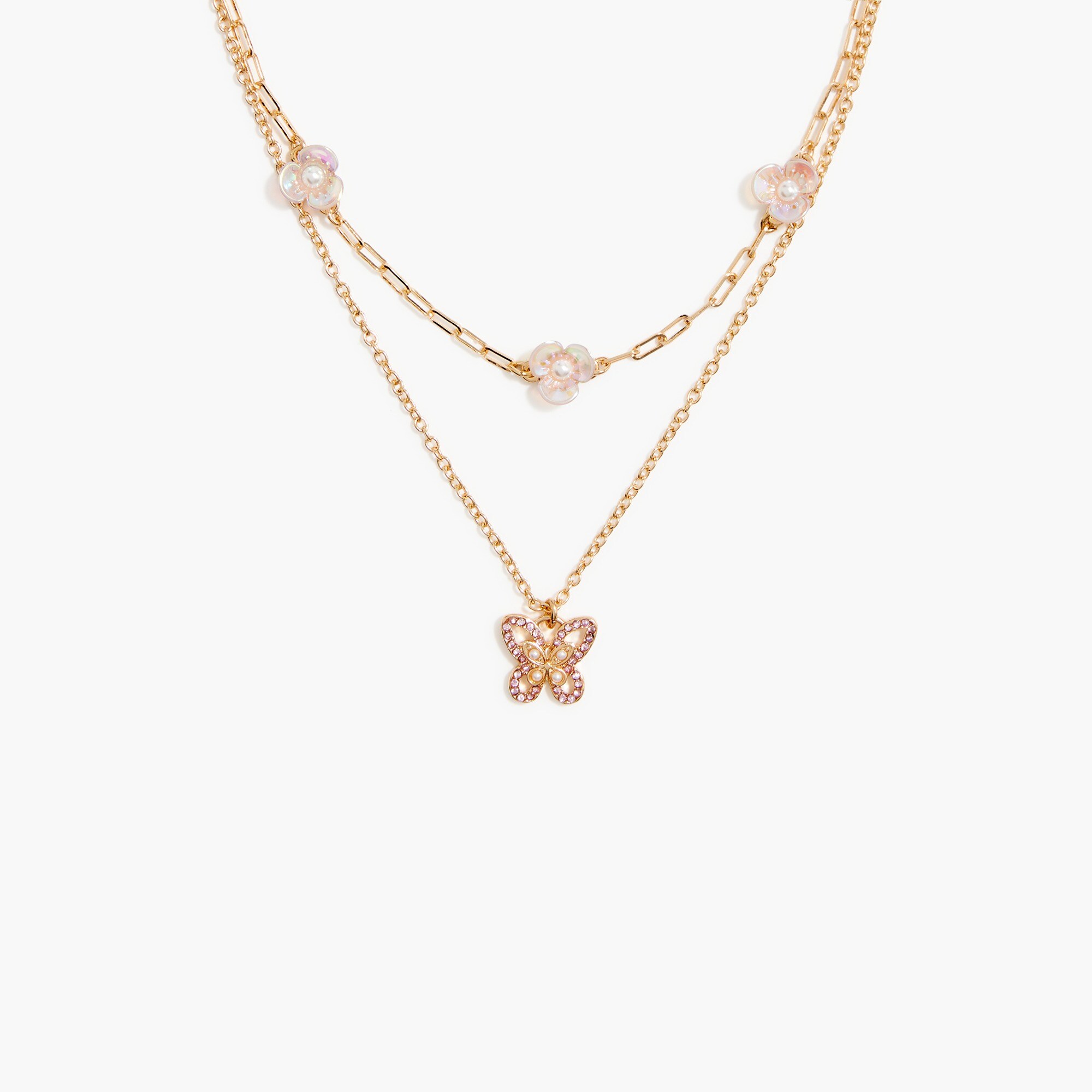  Girls' double-chain butterfly necklace