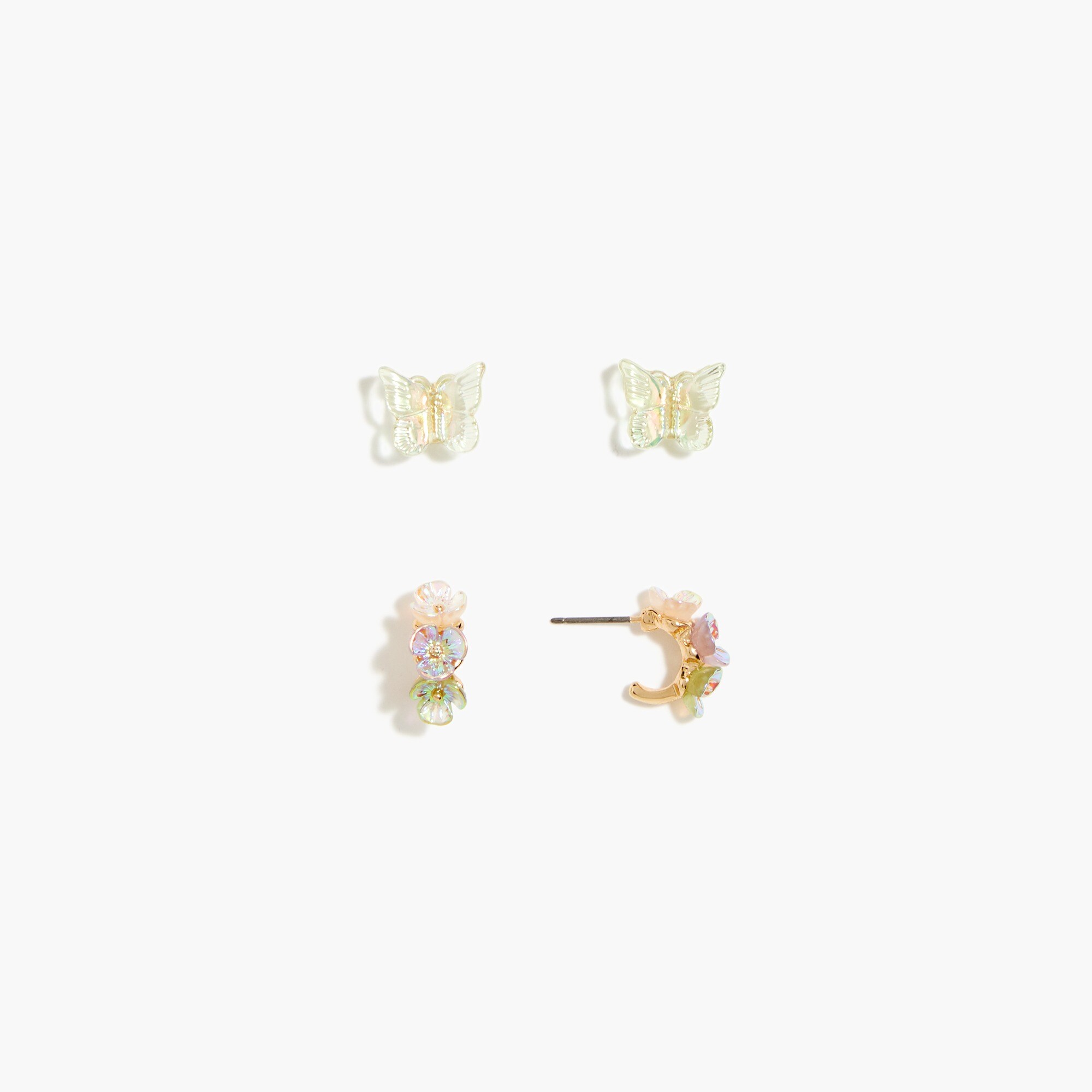 girls' iridescent butterfly flower earrings for girls
