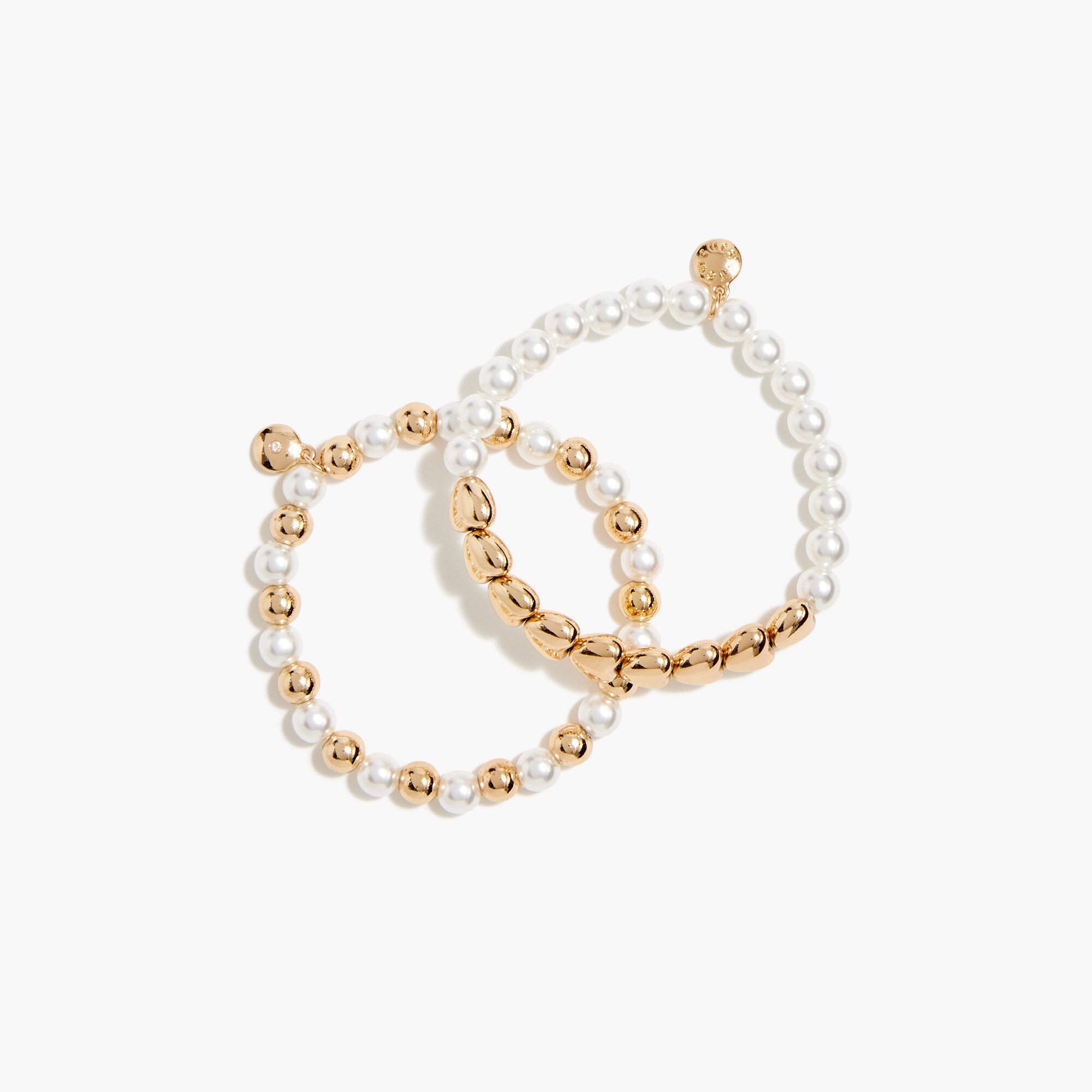 Girls' gold heart and pearl bracelets set-of-two