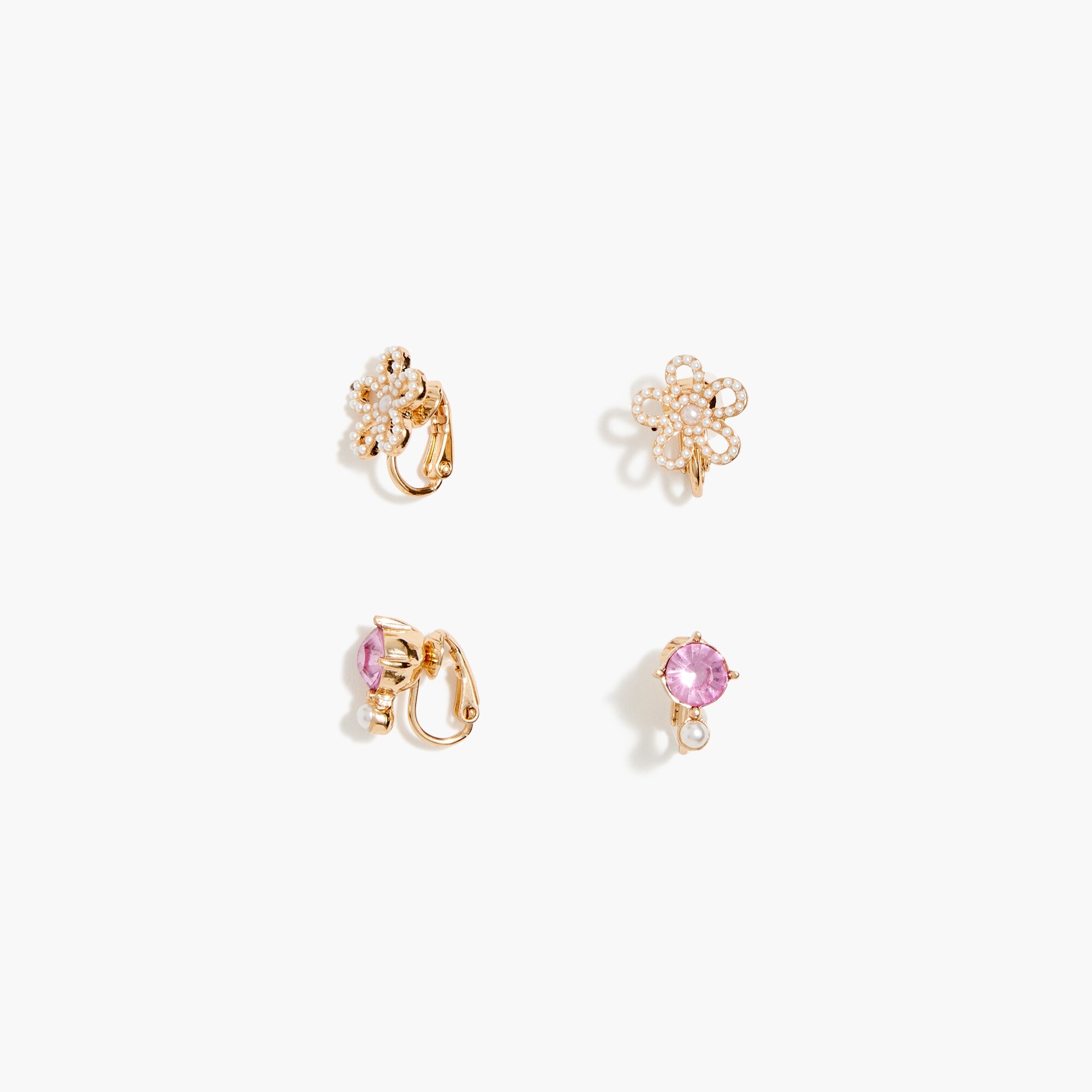 Girls' floral clip-on earrings two-pack