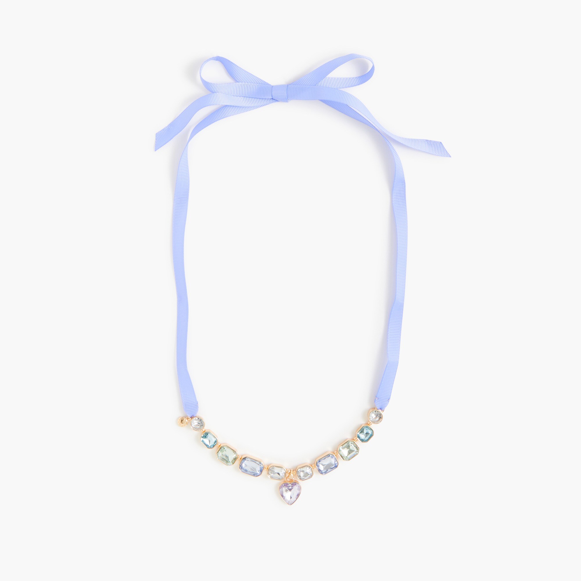 Girls' gem ribbon necklace