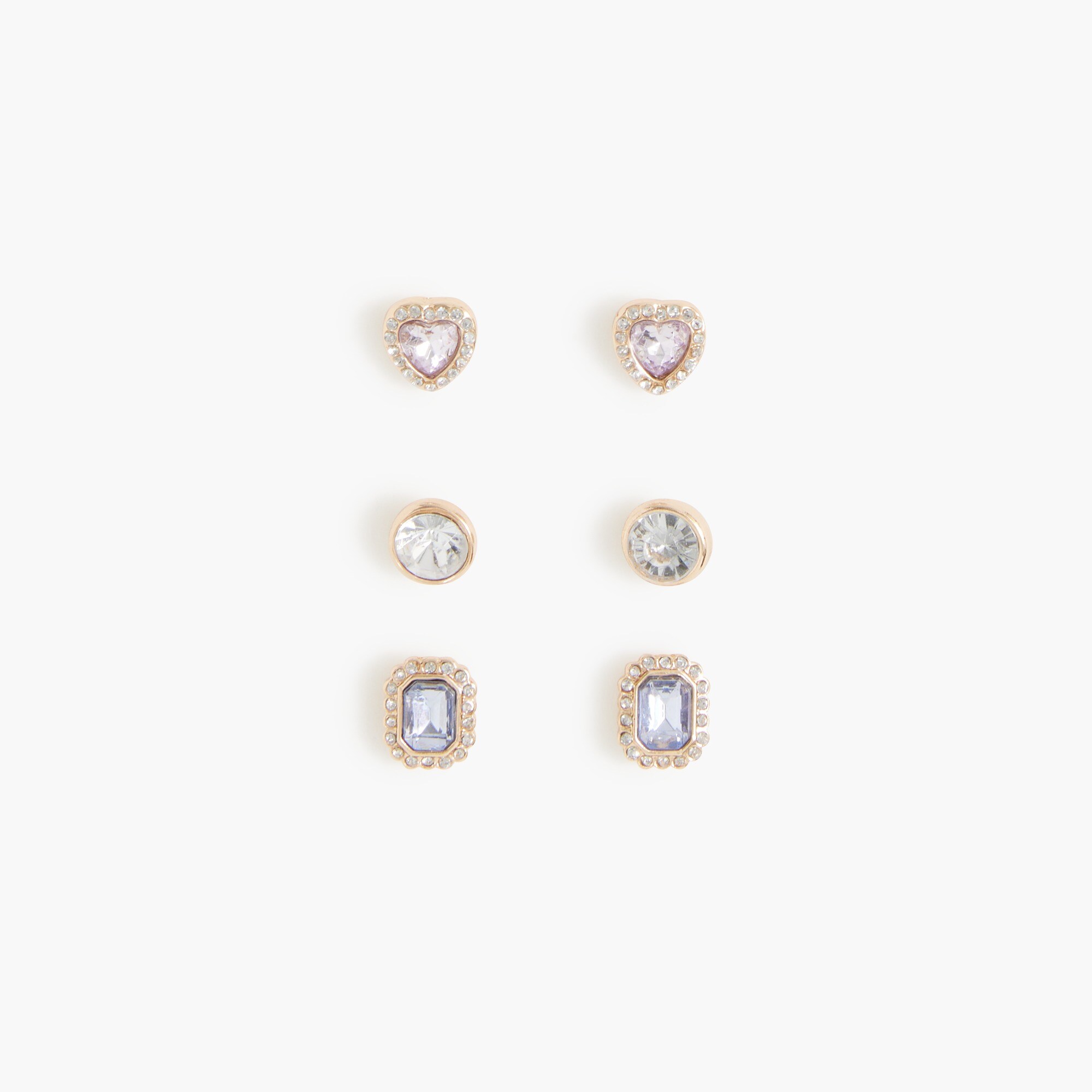  Girls' gem stud earrings three-pack