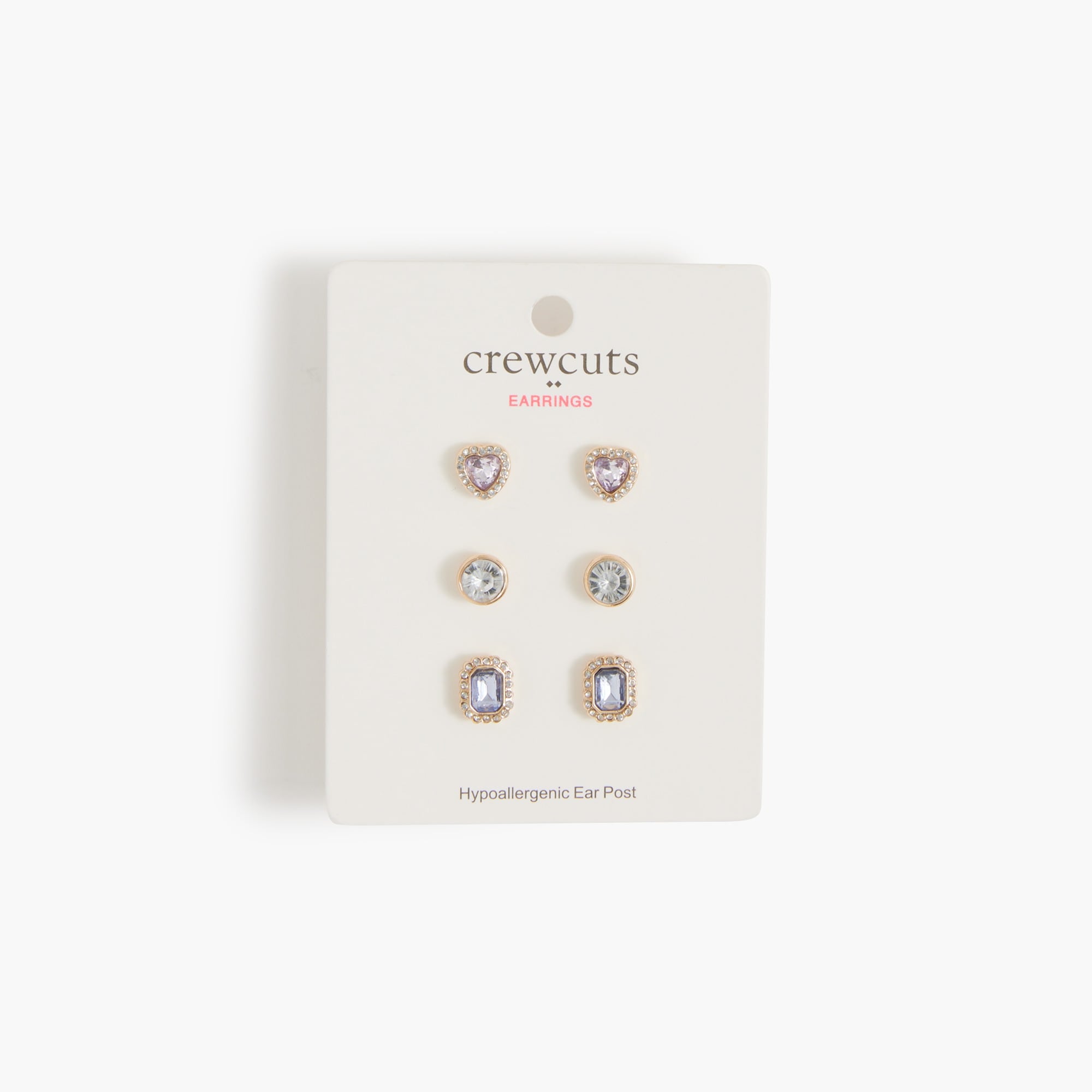 Girls' gem stud earrings three-pack