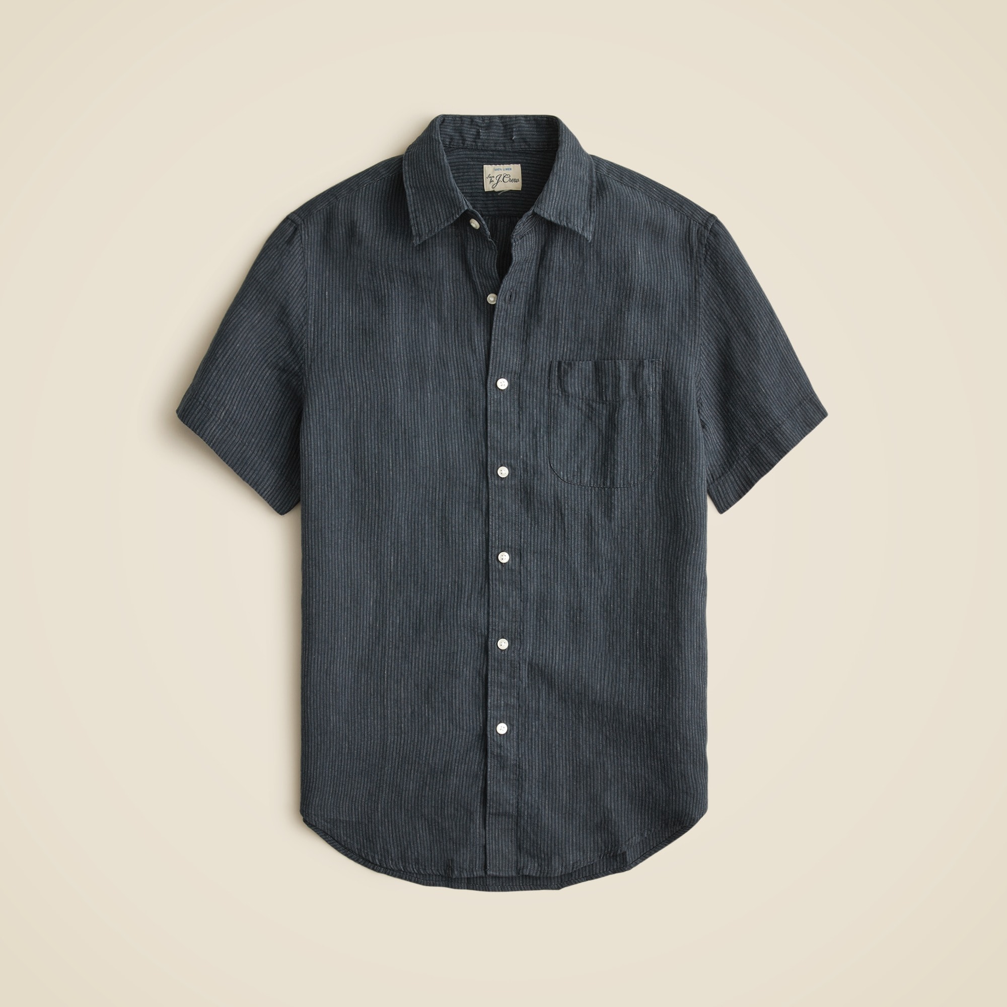 mens Short-sleeve linen point-collar shirt in print