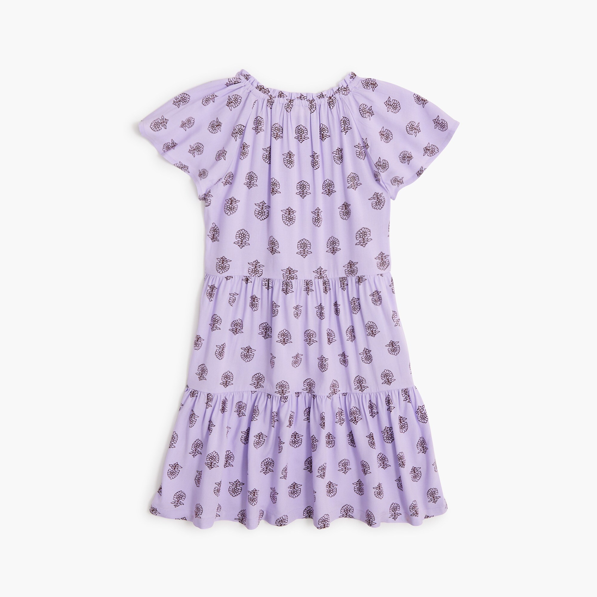 Girls' block-print tiered dress