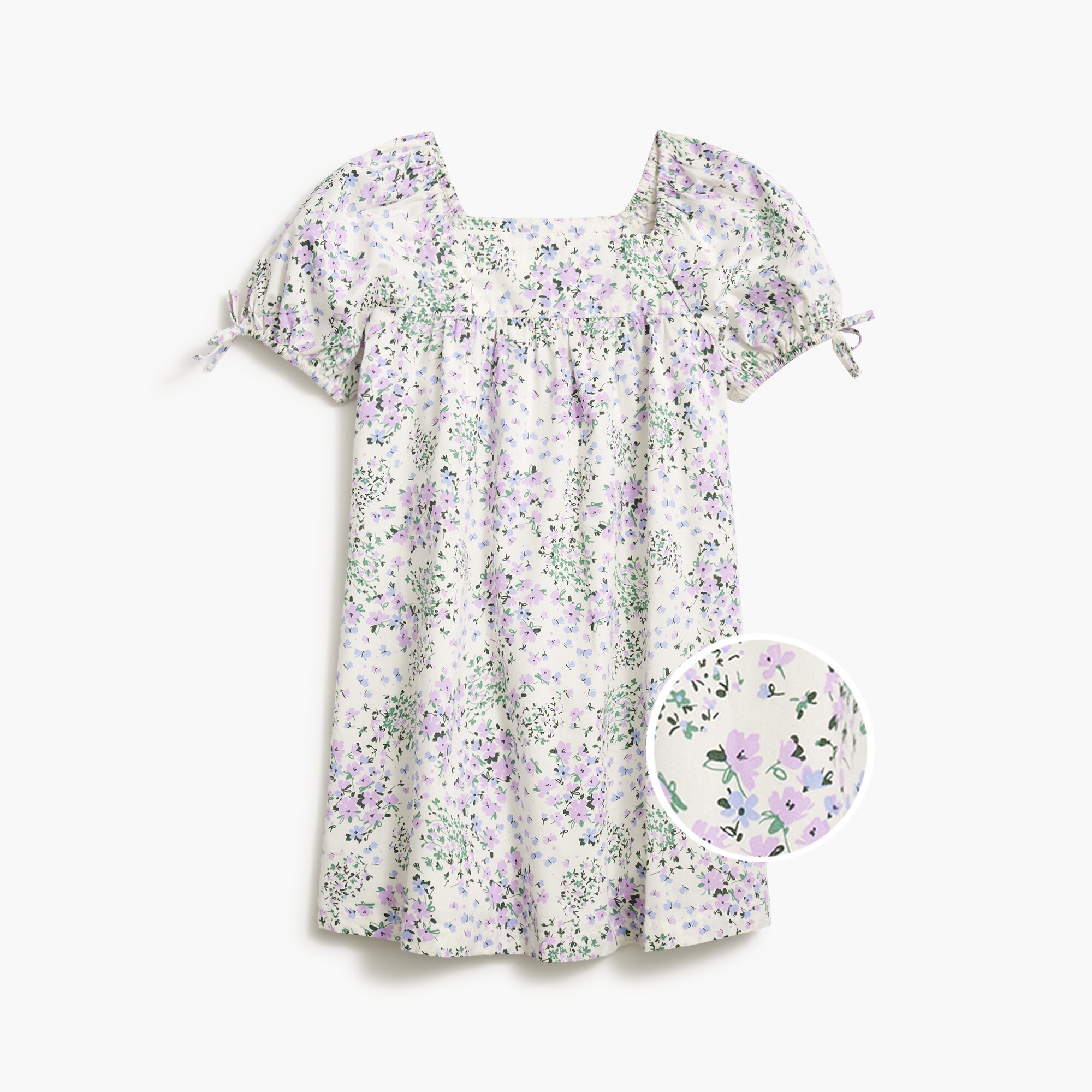 Girls' floral puff-sleeve dress