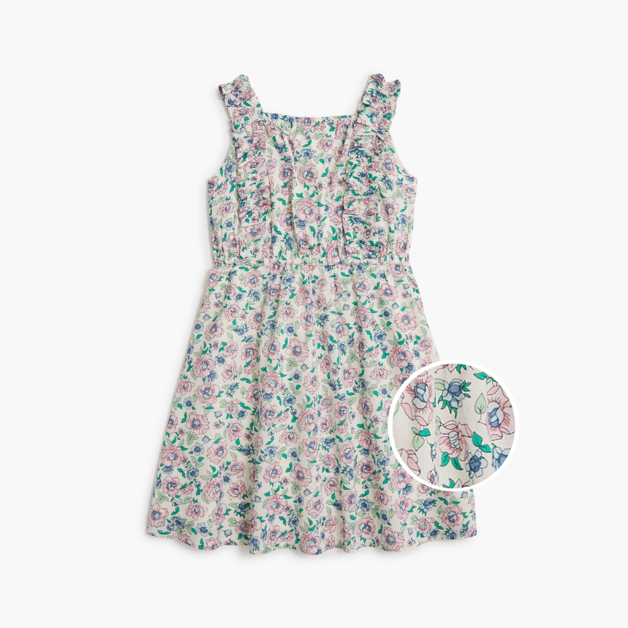  Girls' floral ruffle-strap dress