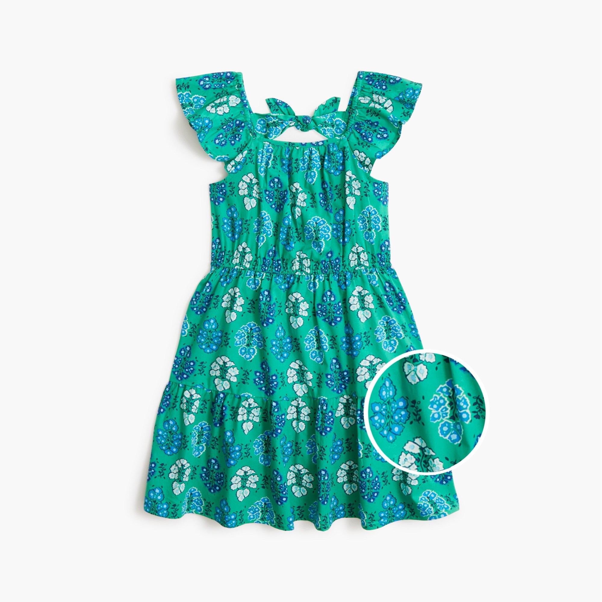 girls' block-print bow-back dress for girls