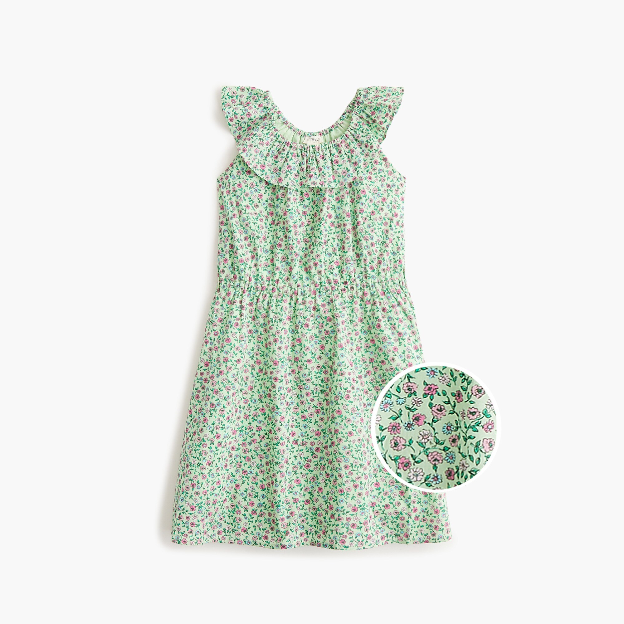  Girls' floral ruffleneck dress