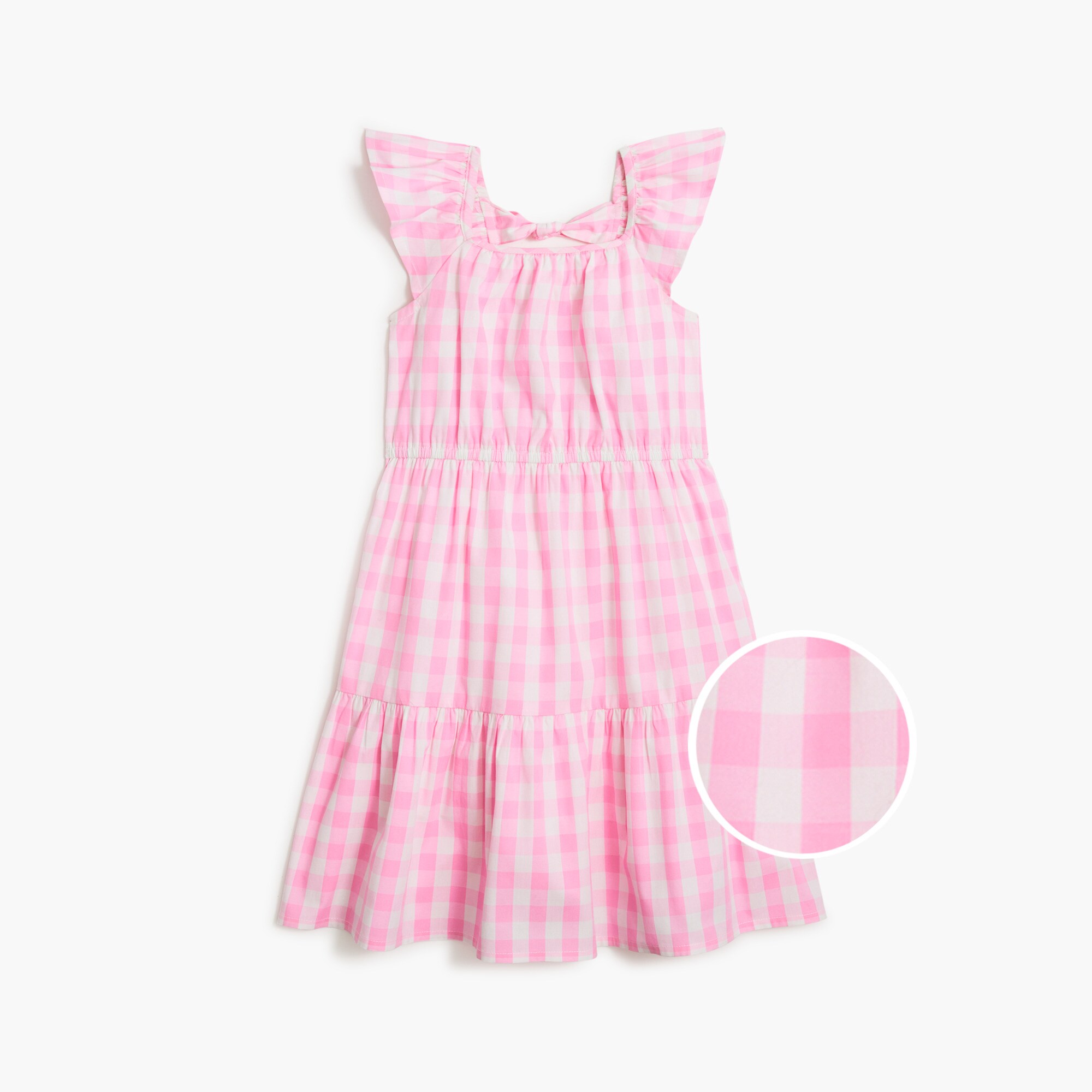 Girls' gingham bow-back dress