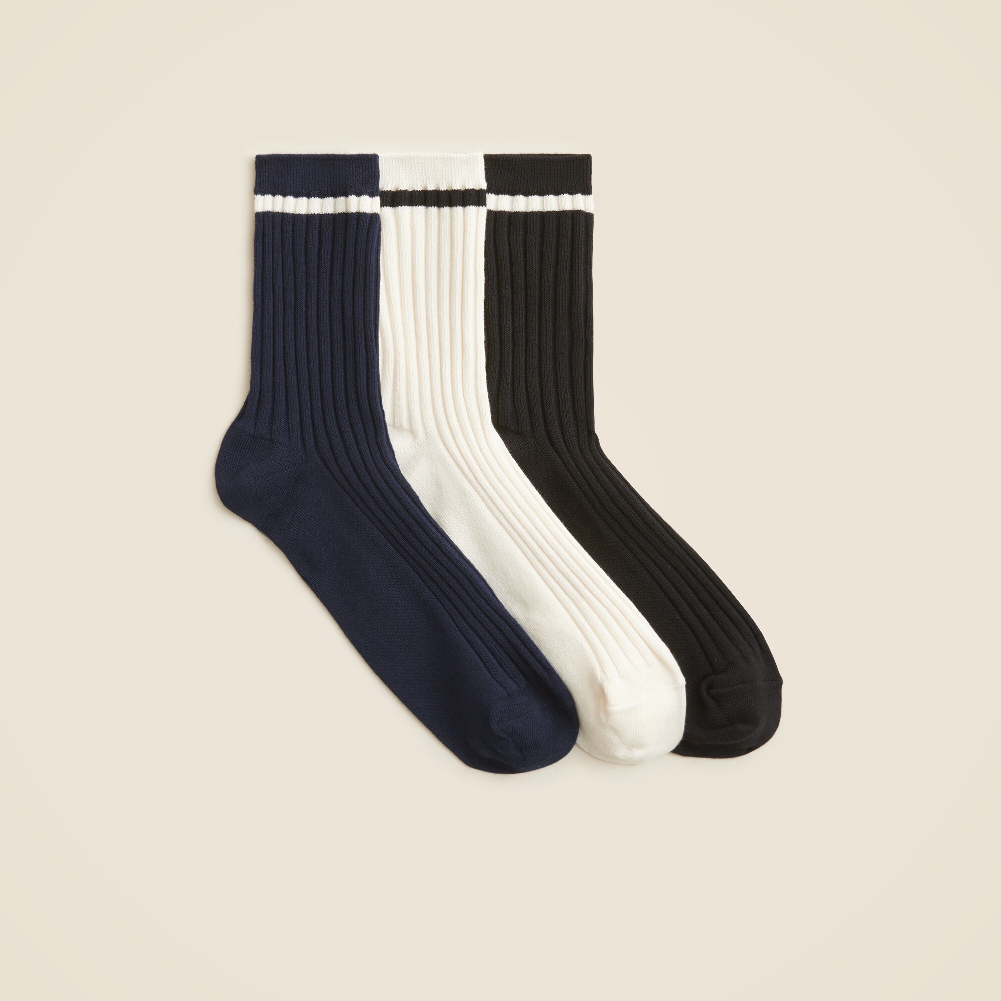 Striped bootie socks three-pack