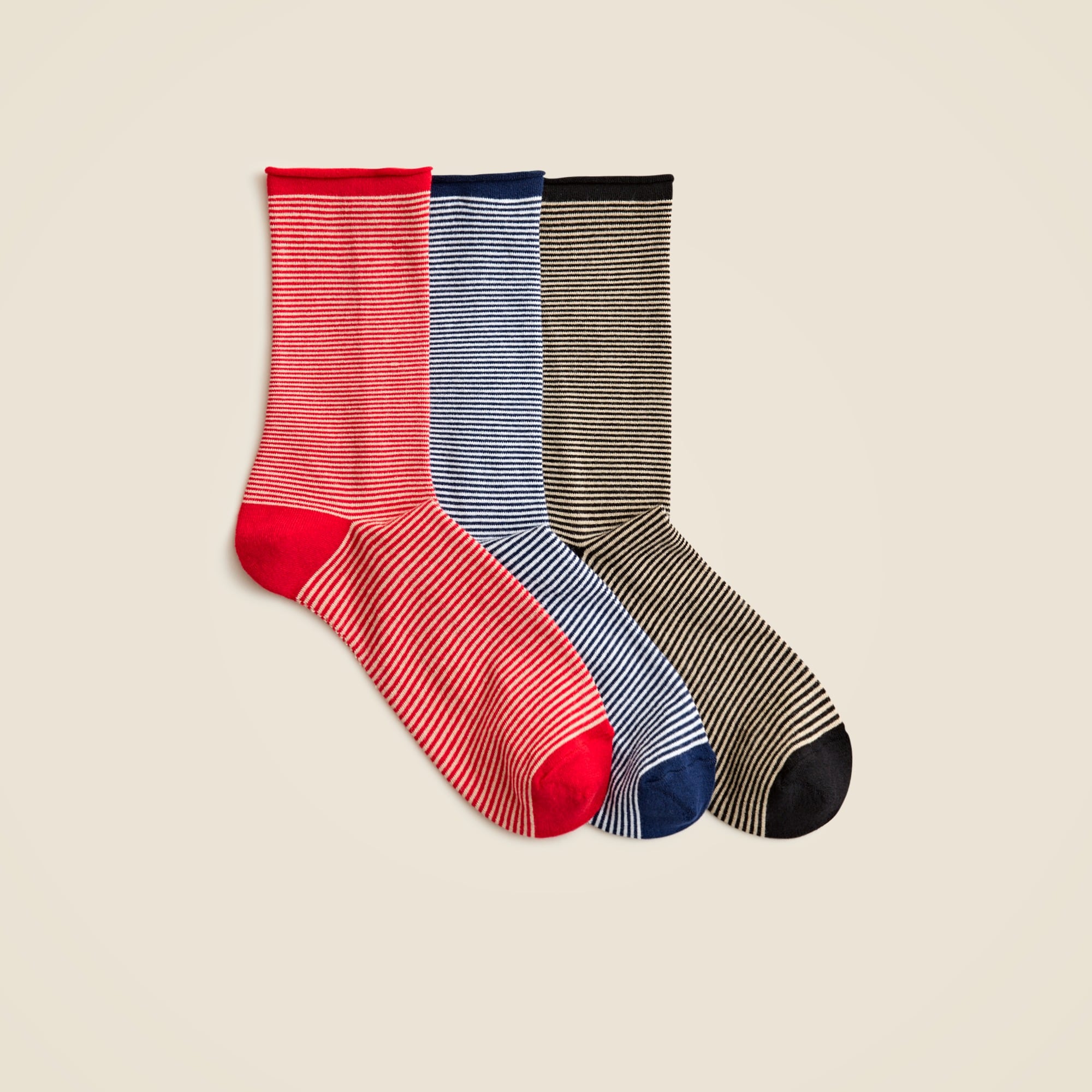womens Rolled-hem trouser socks in stripe