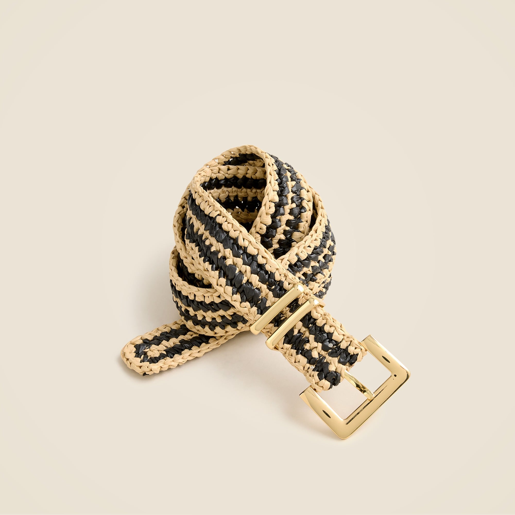womens Woven square buckle belt in stripe