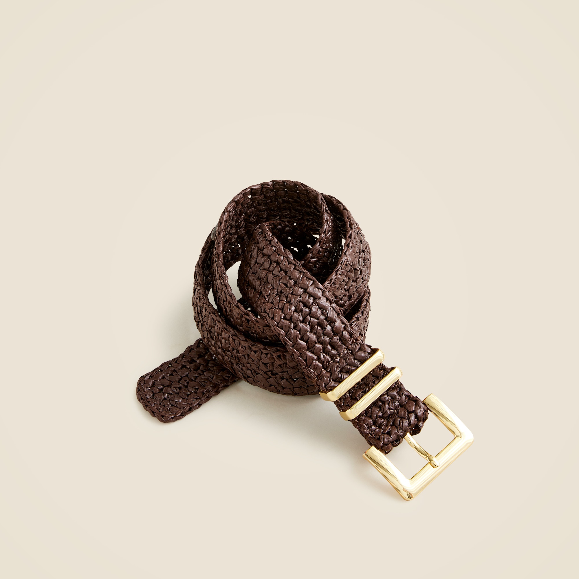womens Woven square buckle belt