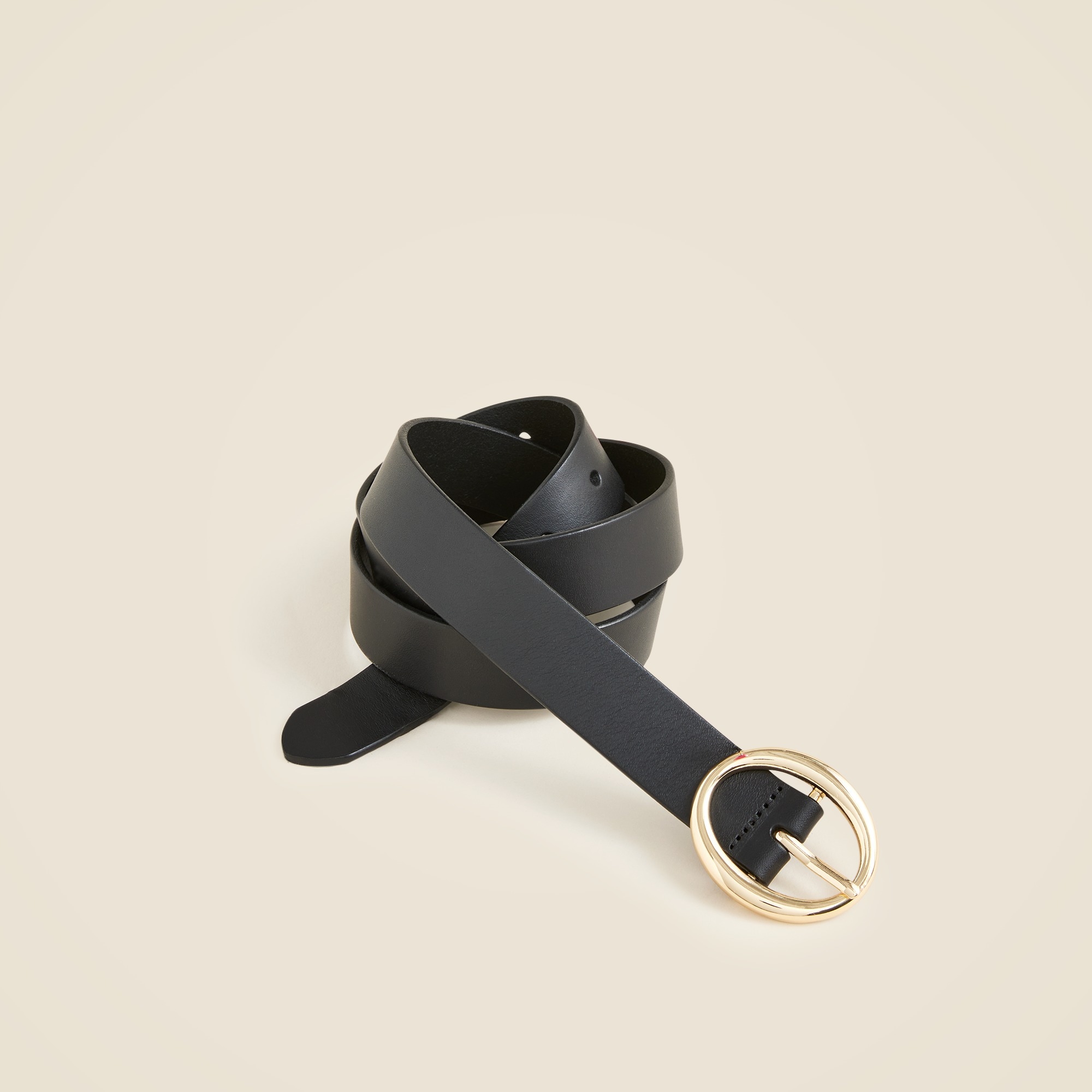 Round buckle belt in Italian leather