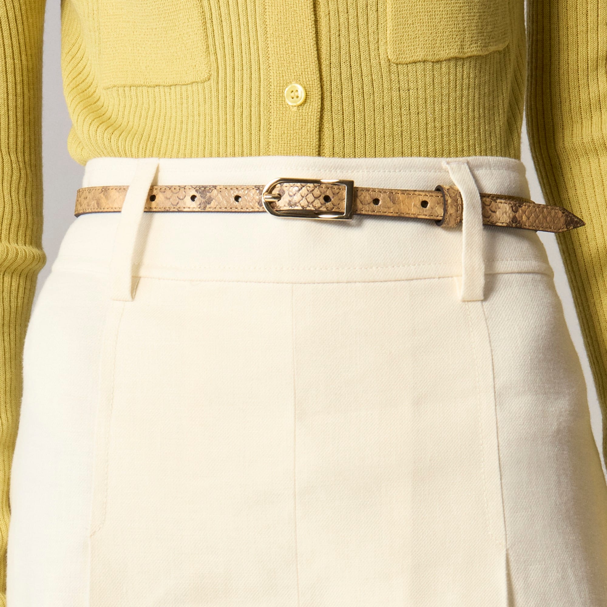 womens Skinny belt in snake-embossed Italian leather
