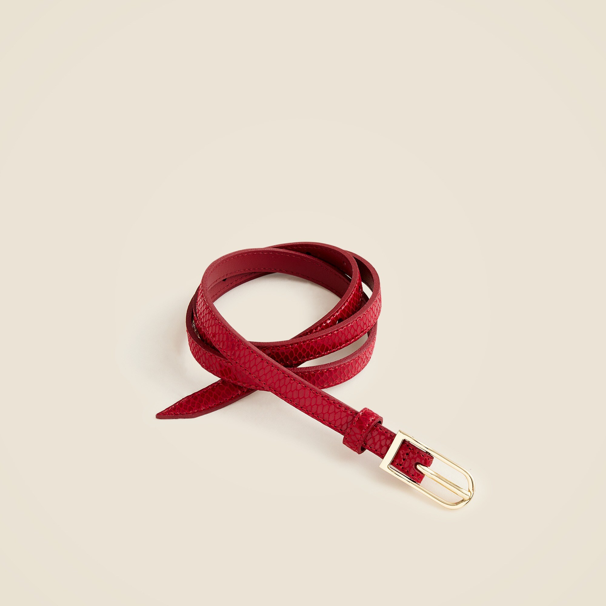 J.Crew Snake-embossed Italian patent leather belt Classic Belt In Croc-embossed Leather For Women | J.Crew main image 4