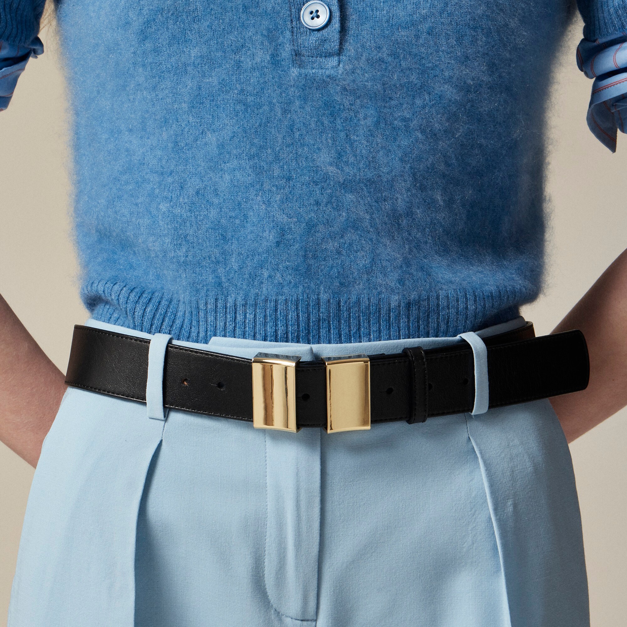  Double buckle belt in Italian leather