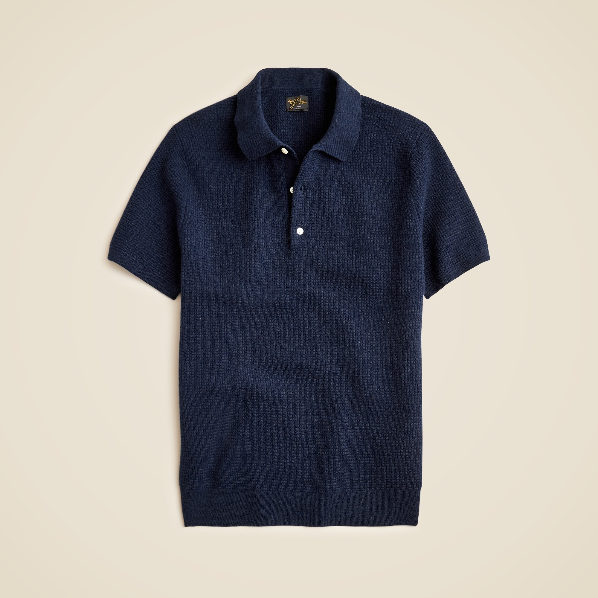 mens Short-sleeve cashmere waffle sweater-polo